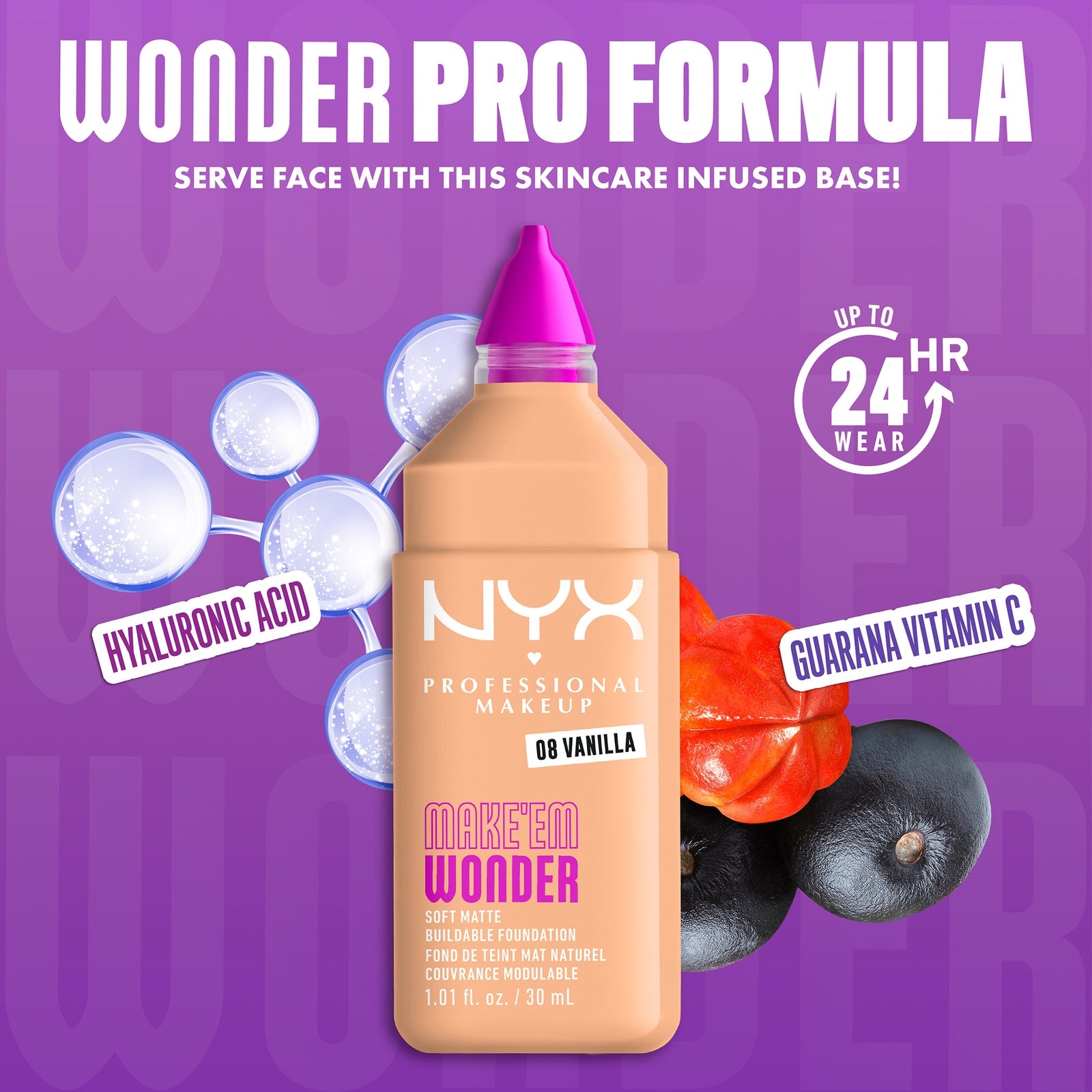 NYX Professional Makeup Make 'EM Wonder, 24H Soft Matte Foundation (Various Shades) - Vanilla 4