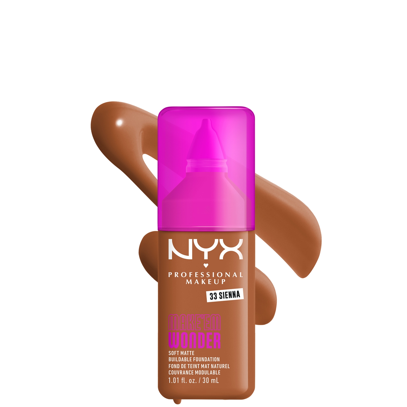 NYX Professional Makeup Make 'EM Wonder, 24H Soft Matte Foundation (Various Shades) - Sienna