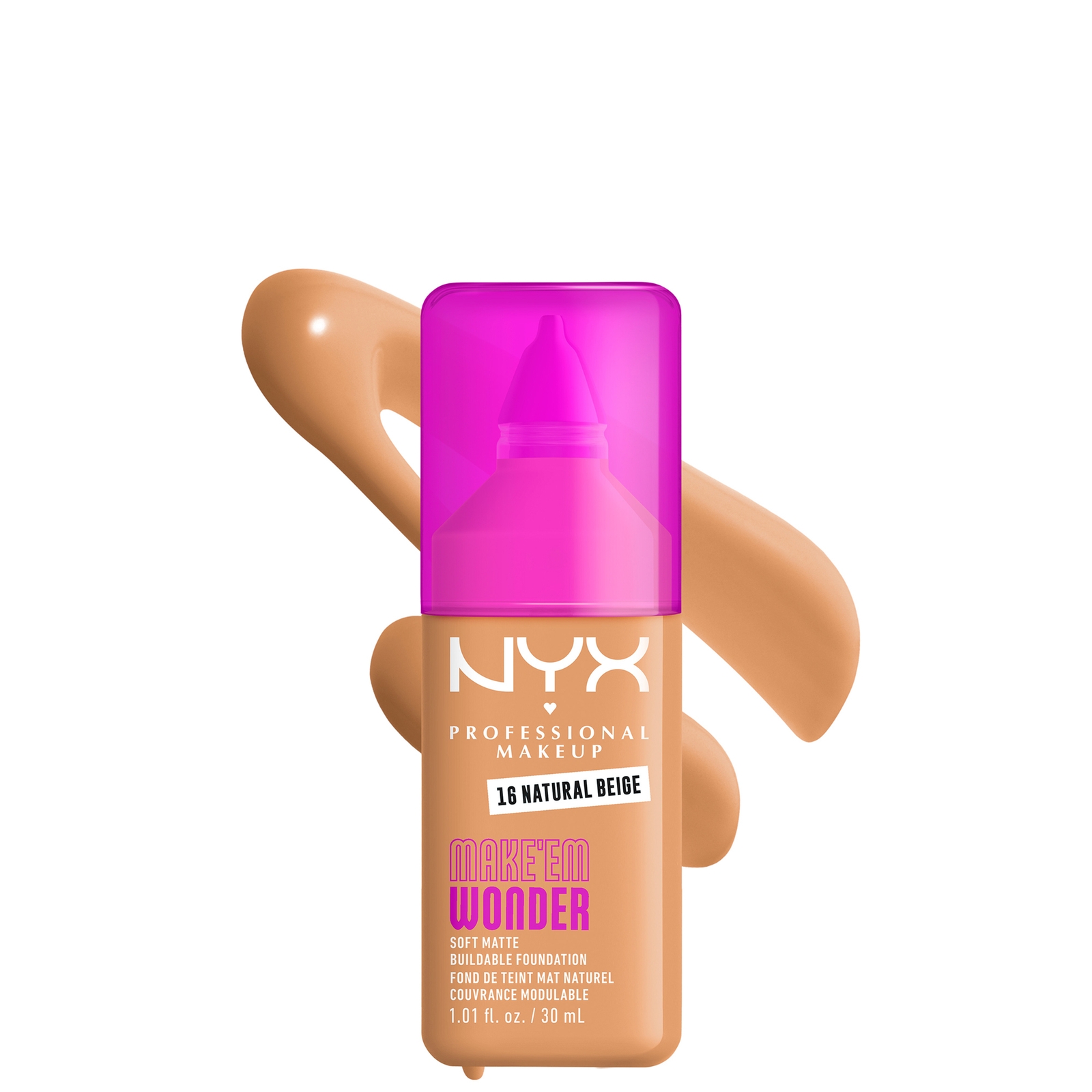 NYX Professional Makeup Make 'EM Wonder, 24H Soft Matte Foundation (Various Shades) - Natural Beige