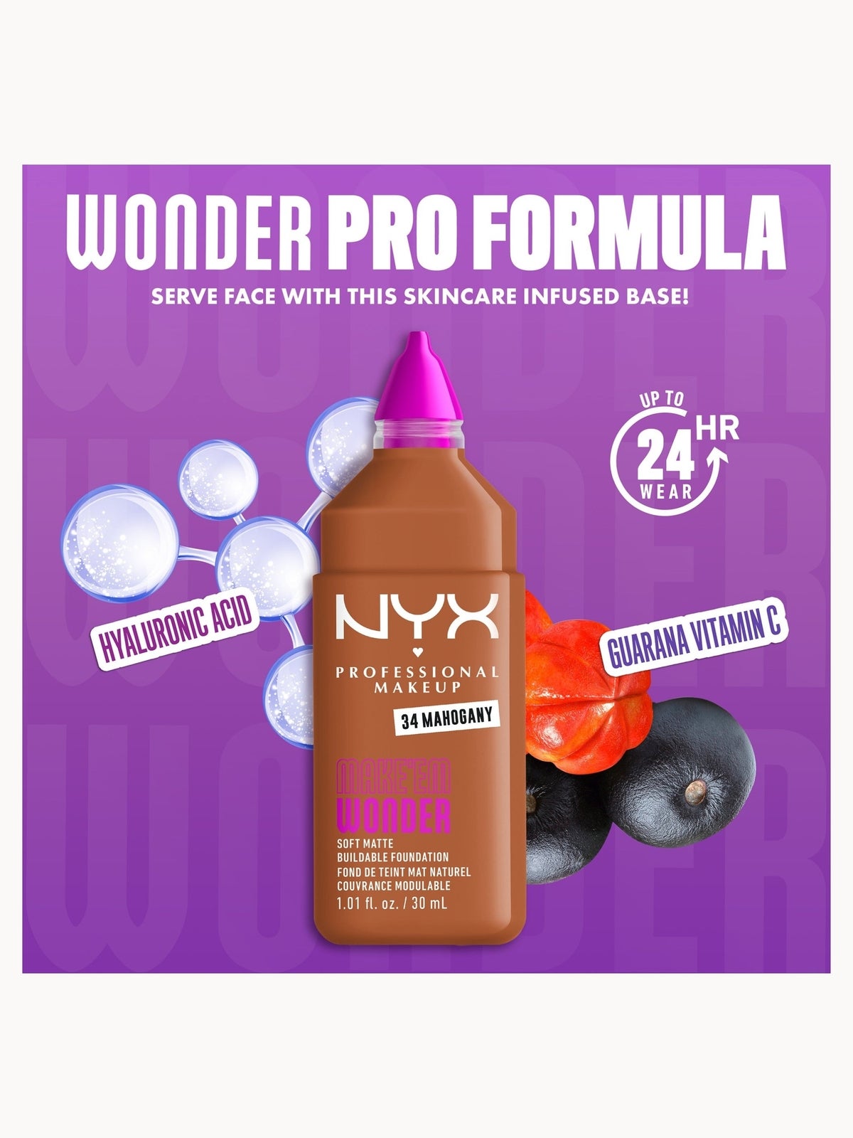 NYX Professional Makeup Make 'EM Wonder, 24H Soft Matte Foundation (Various Shades) - Mahogany 4