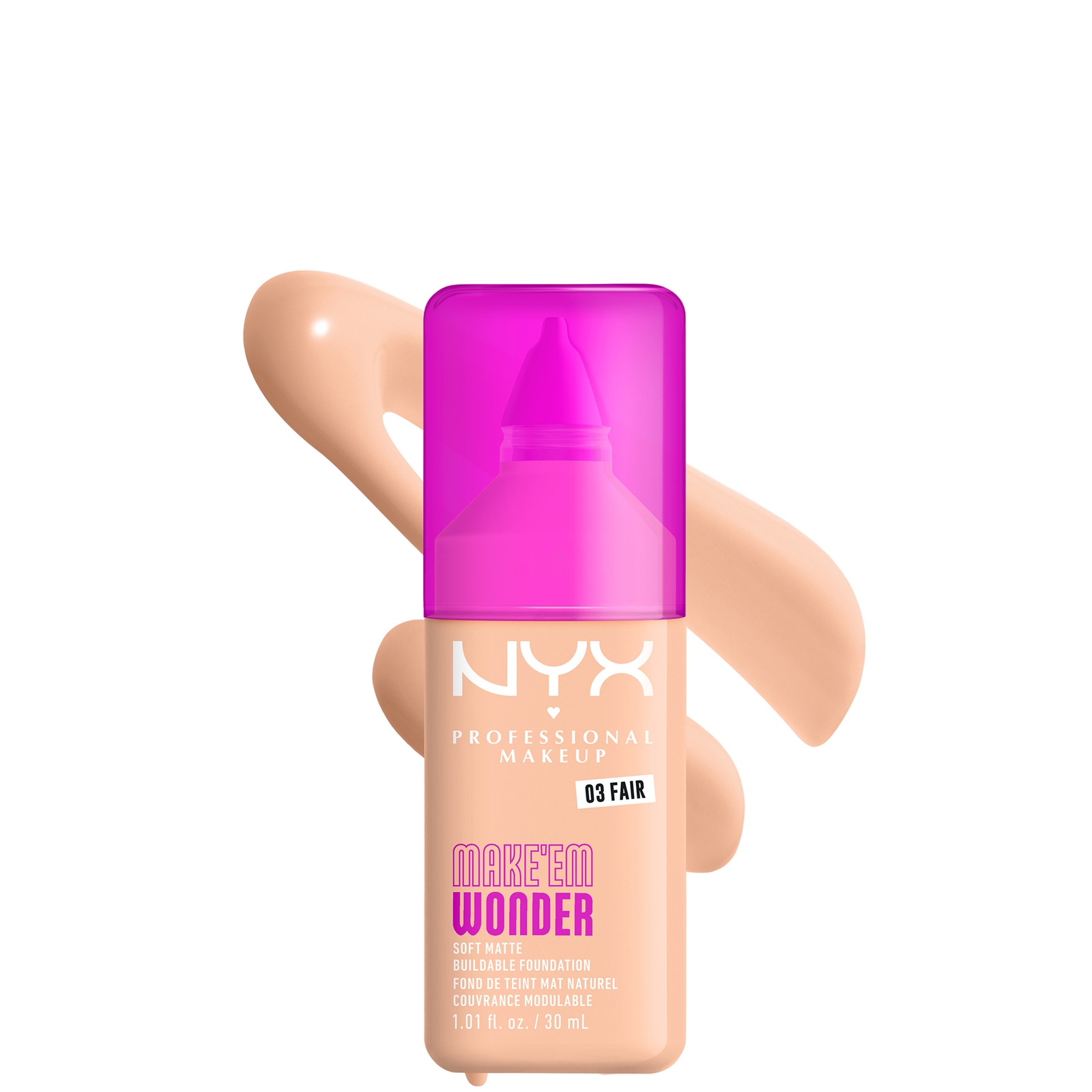 NYX Professional Makeup Make 'EM Wonder, 24H Soft Matte Foundation (Various Shades) - Fair
