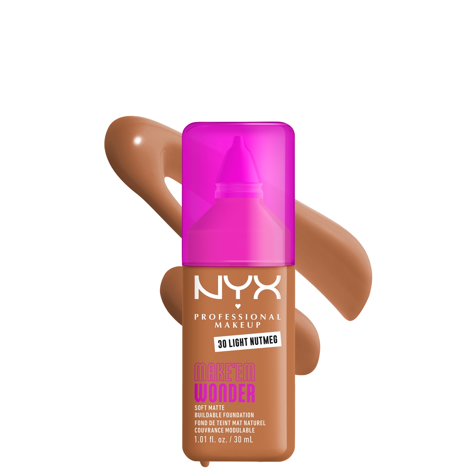 NYX Professional Makeup Make 'EM Wonder, 24H Soft Matte Foundation (Various Shades) - Light Nutmeg