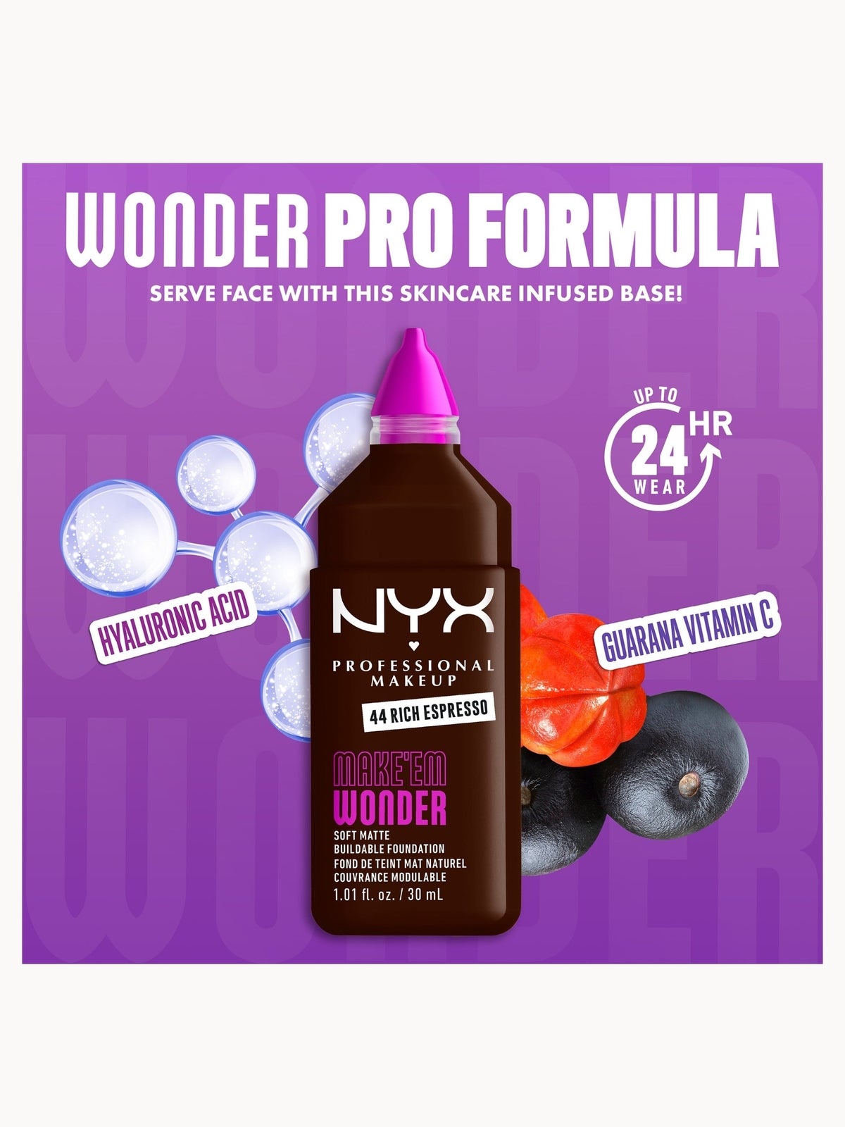 NYX Professional Makeup Make 'EM Wonder, 24H Soft Matte Foundation (Various Shades) - Rich Espresso 4