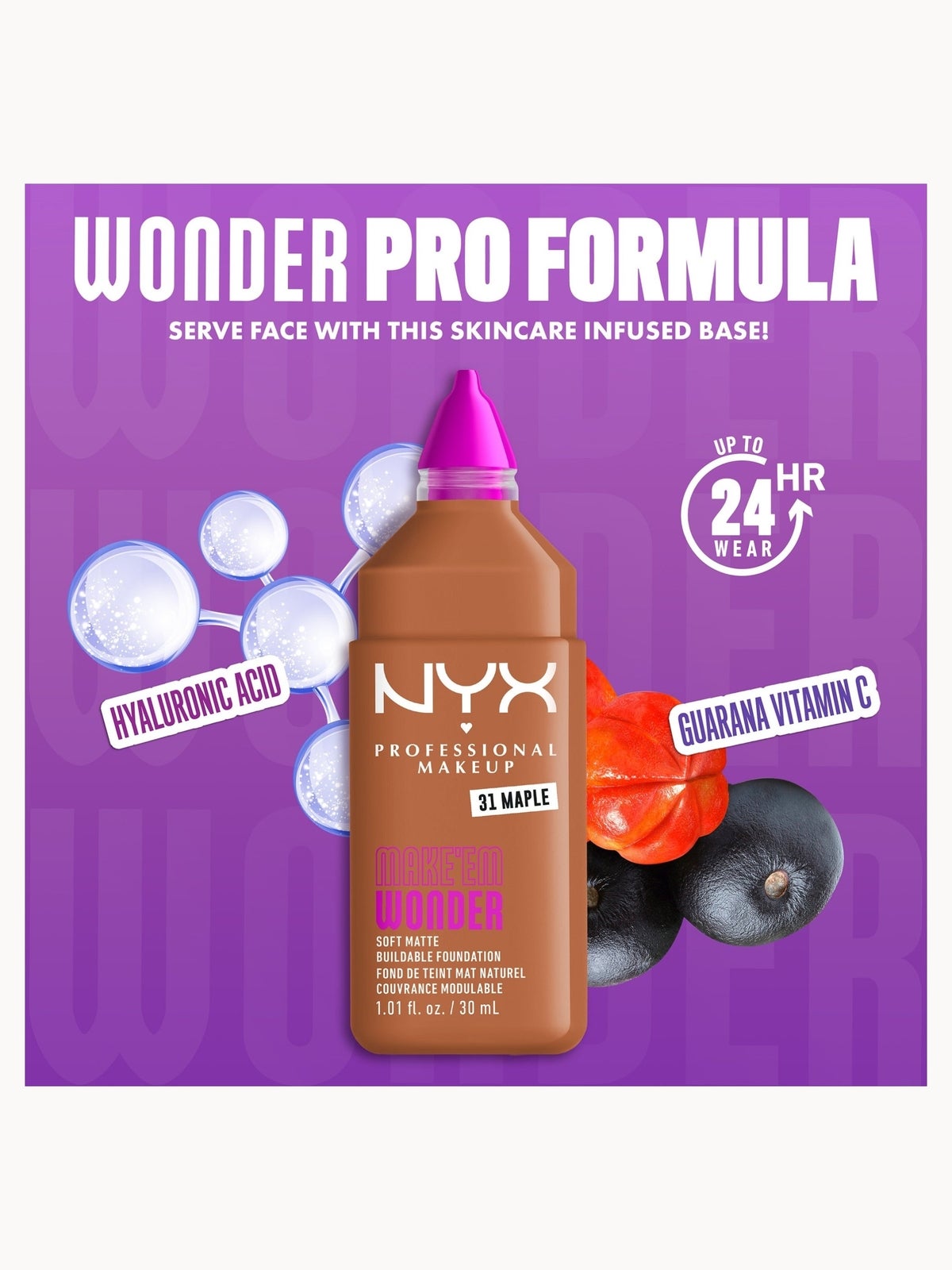 NYX Professional Makeup Make 'EM Wonder, 24H Soft Matte Foundation (Various Shades) - Maple 4