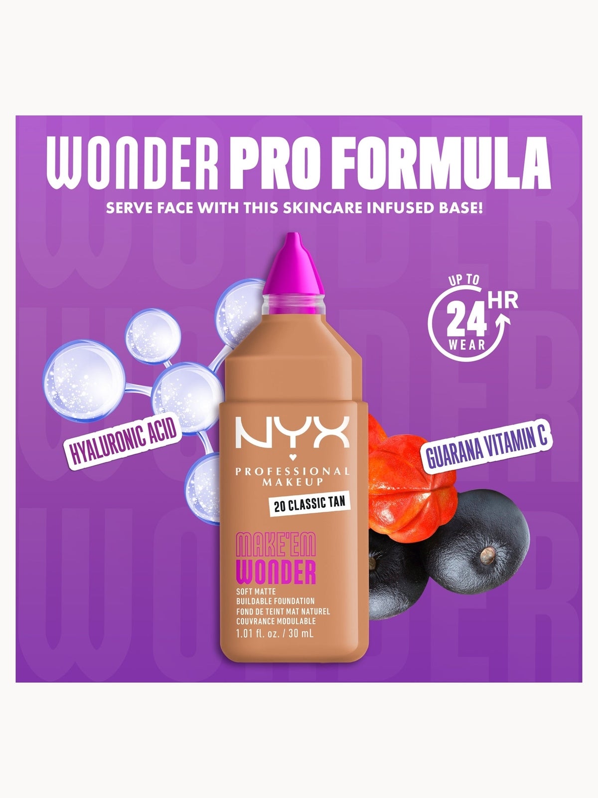 NYX Professional Makeup Make 'EM Wonder, 24H Soft Matte Foundation (Various Shades) - Classic Tan 4