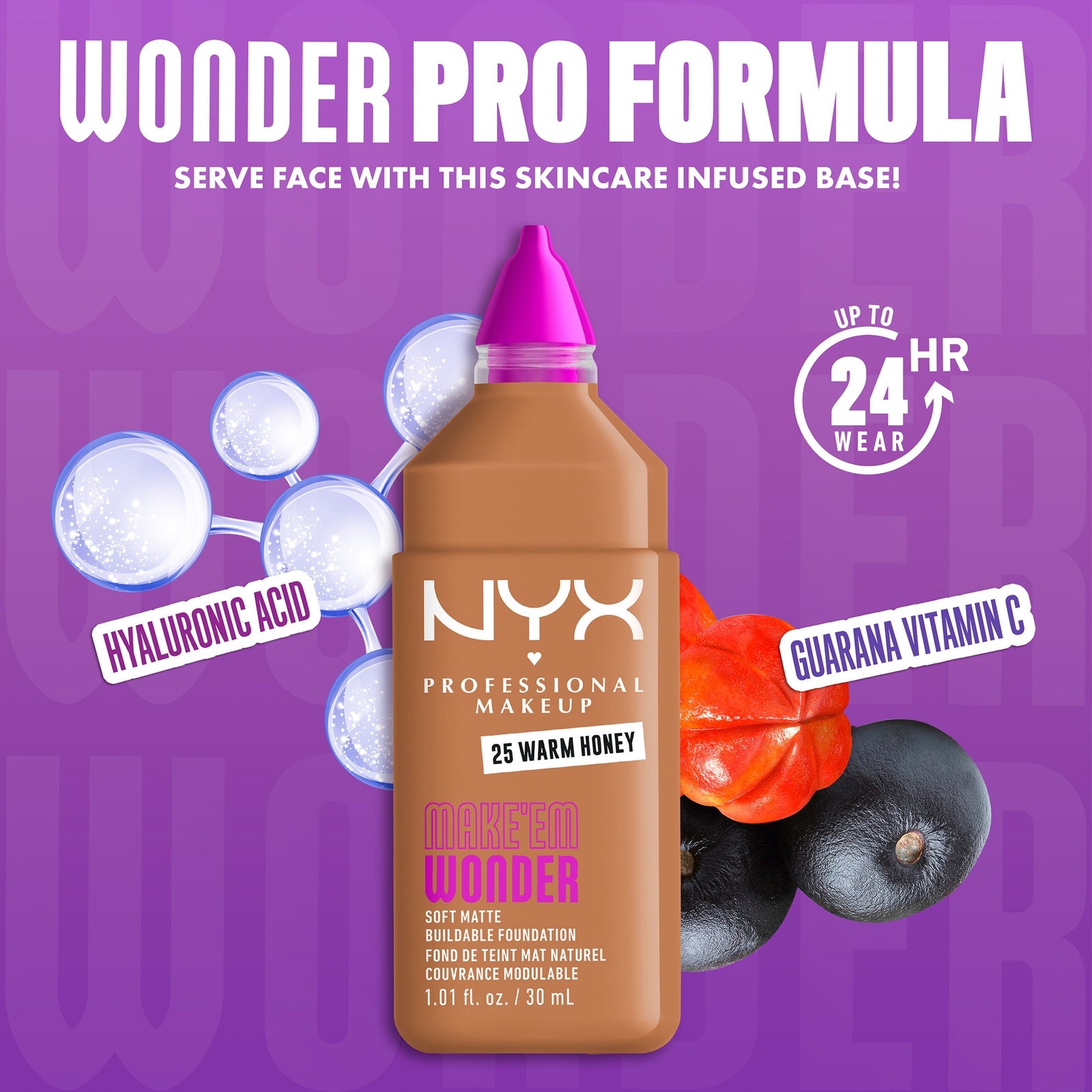 NYX Professional Makeup Make 'EM Wonder, 24H Soft Matte Foundation (Various Shades) - Warm Honey 4