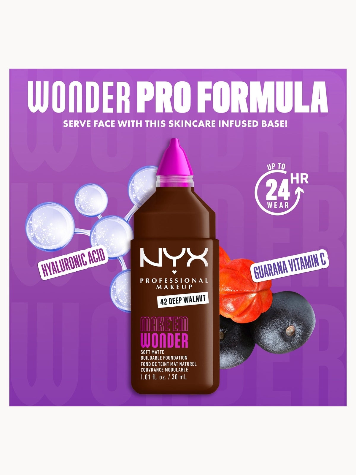 NYX Professional Makeup Make 'EM Wonder, 24H Soft Matte Foundation (Various Shades) - Deep Walnut 4