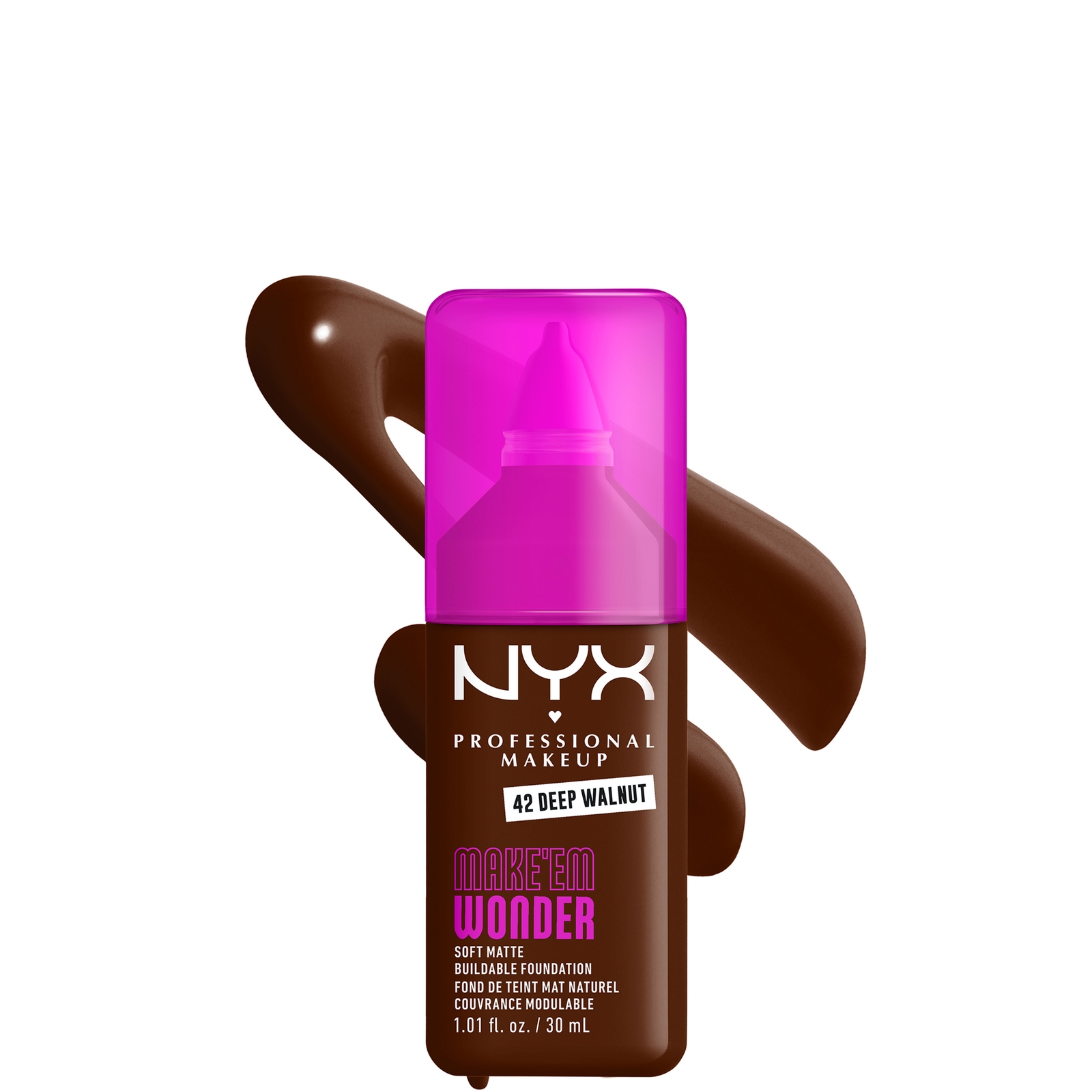 NYX Professional Makeup Make 'EM Wonder, 24H Soft Matte Foundation (Various Shades) - Deep Walnut