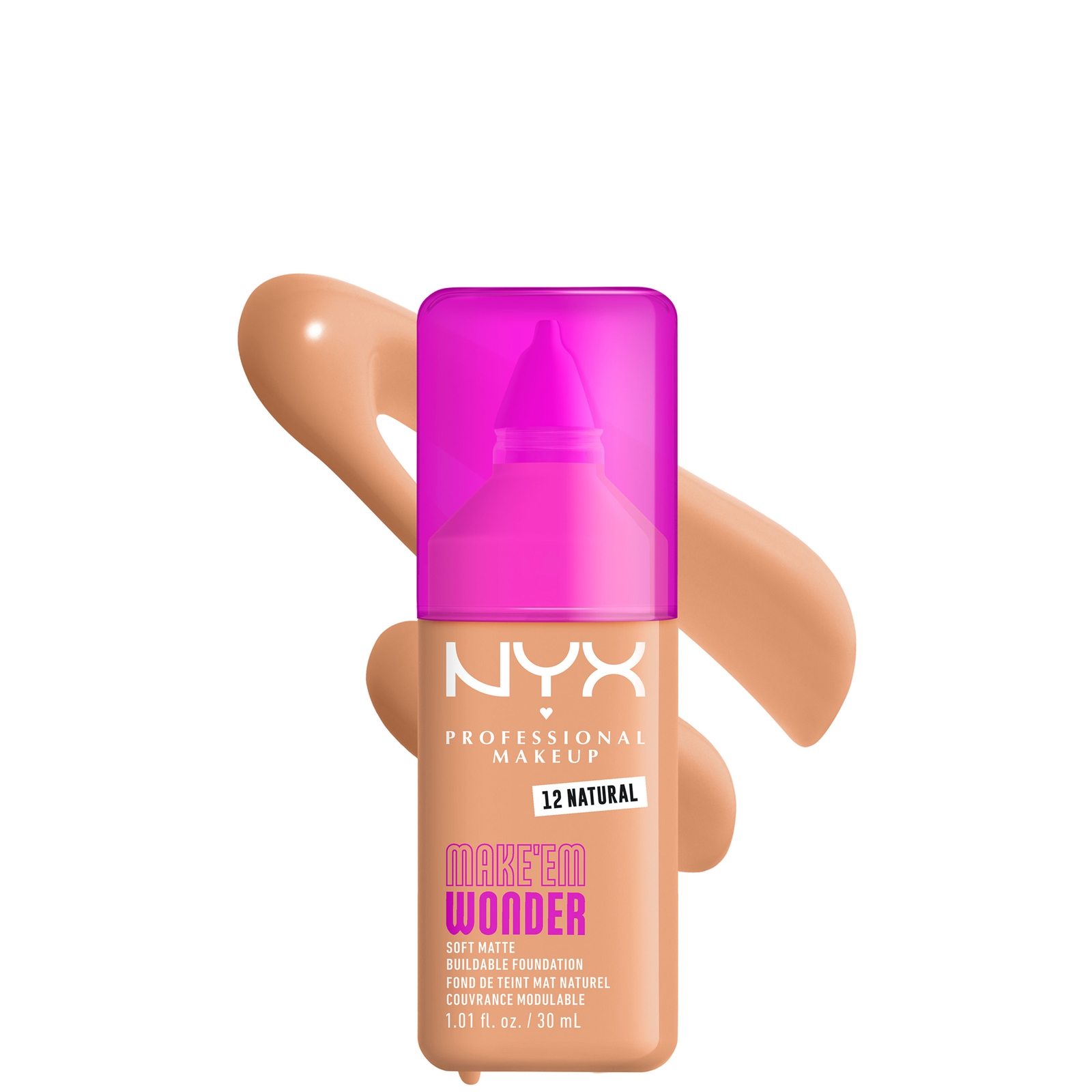 NYX Professional Makeup Make 'EM Wonder, 24H Soft Matte Foundation (Various Shades) - Natural