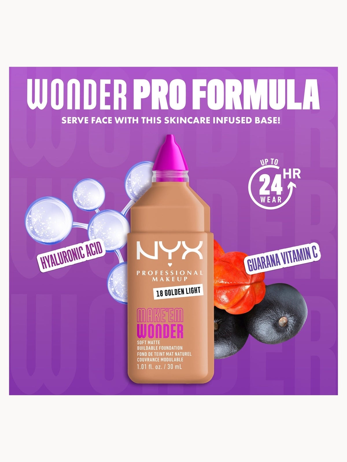 NYX Professional Makeup Make 'EM Wonder, 24H Soft Matte Foundation (Various Shades) - Golden Light 4