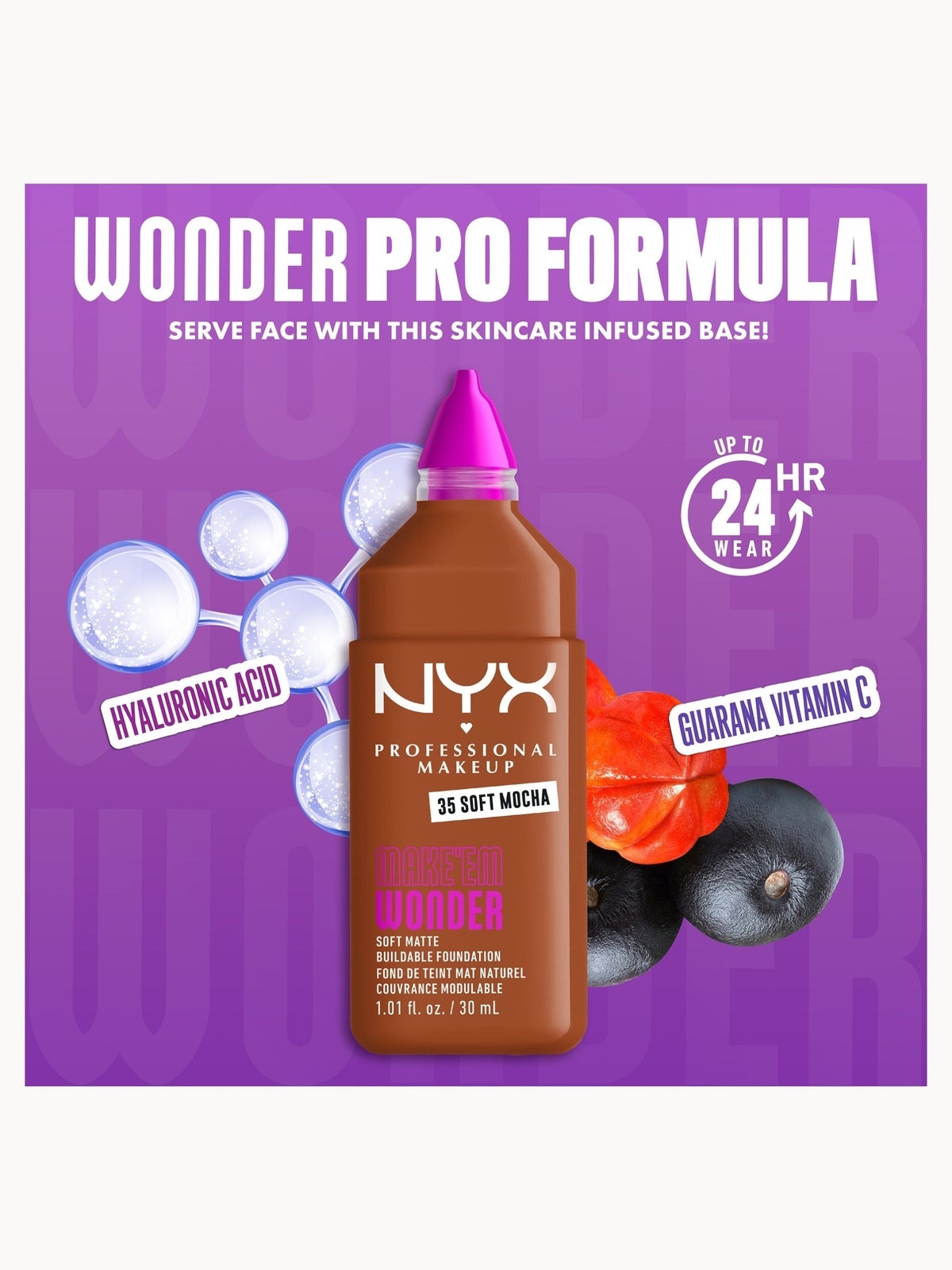 NYX Professional Makeup Make 'EM Wonder, 24H Soft Matte Foundation (Various Shades) - Soft Mocha 4