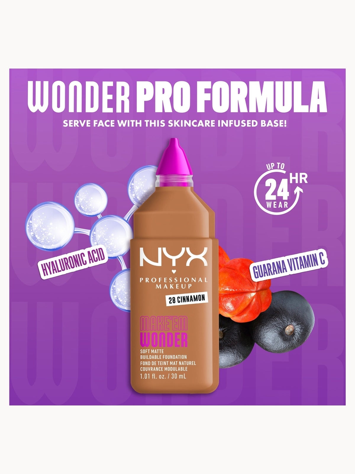 NYX Professional Makeup Make 'EM Wonder, 24H Soft Matte Foundation (Various Shades) - Cinnamon 4