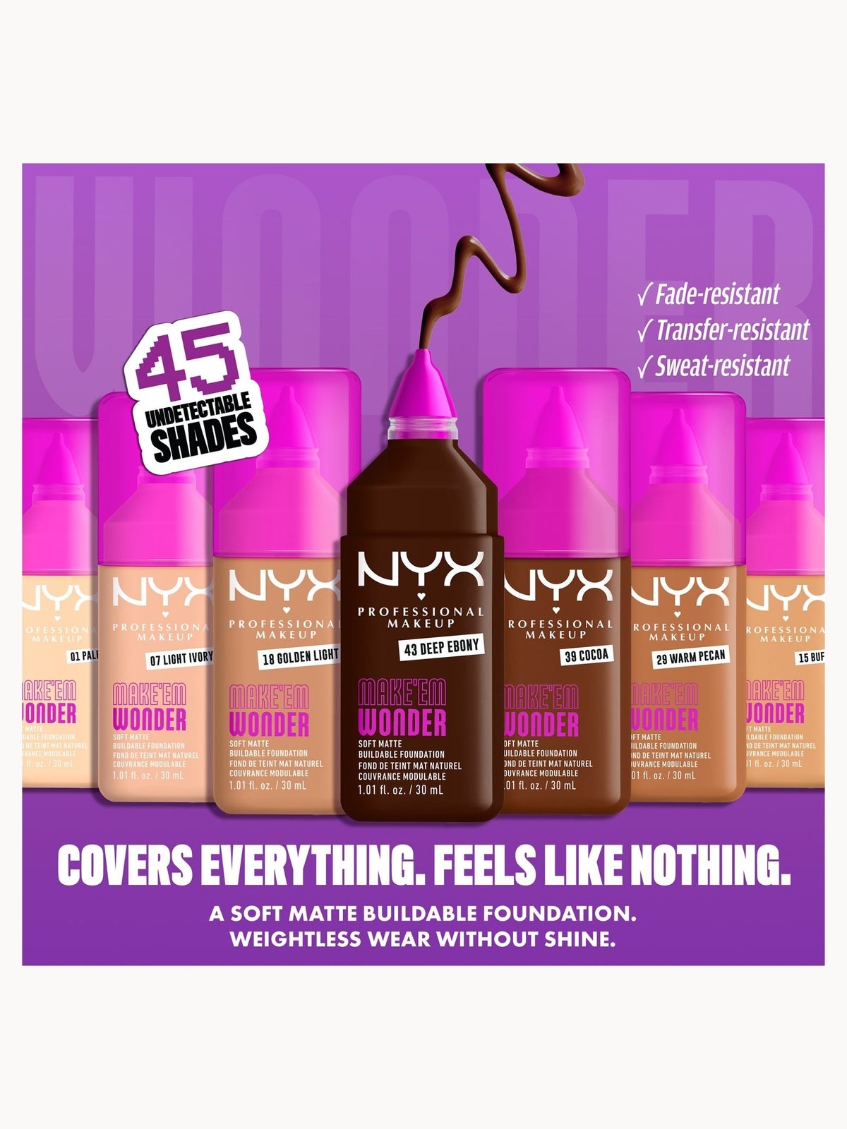 NYX Professional Makeup Make 'EM Wonder, 24H Soft Matte Foundation (Various Shades) - Golden Caramel 2