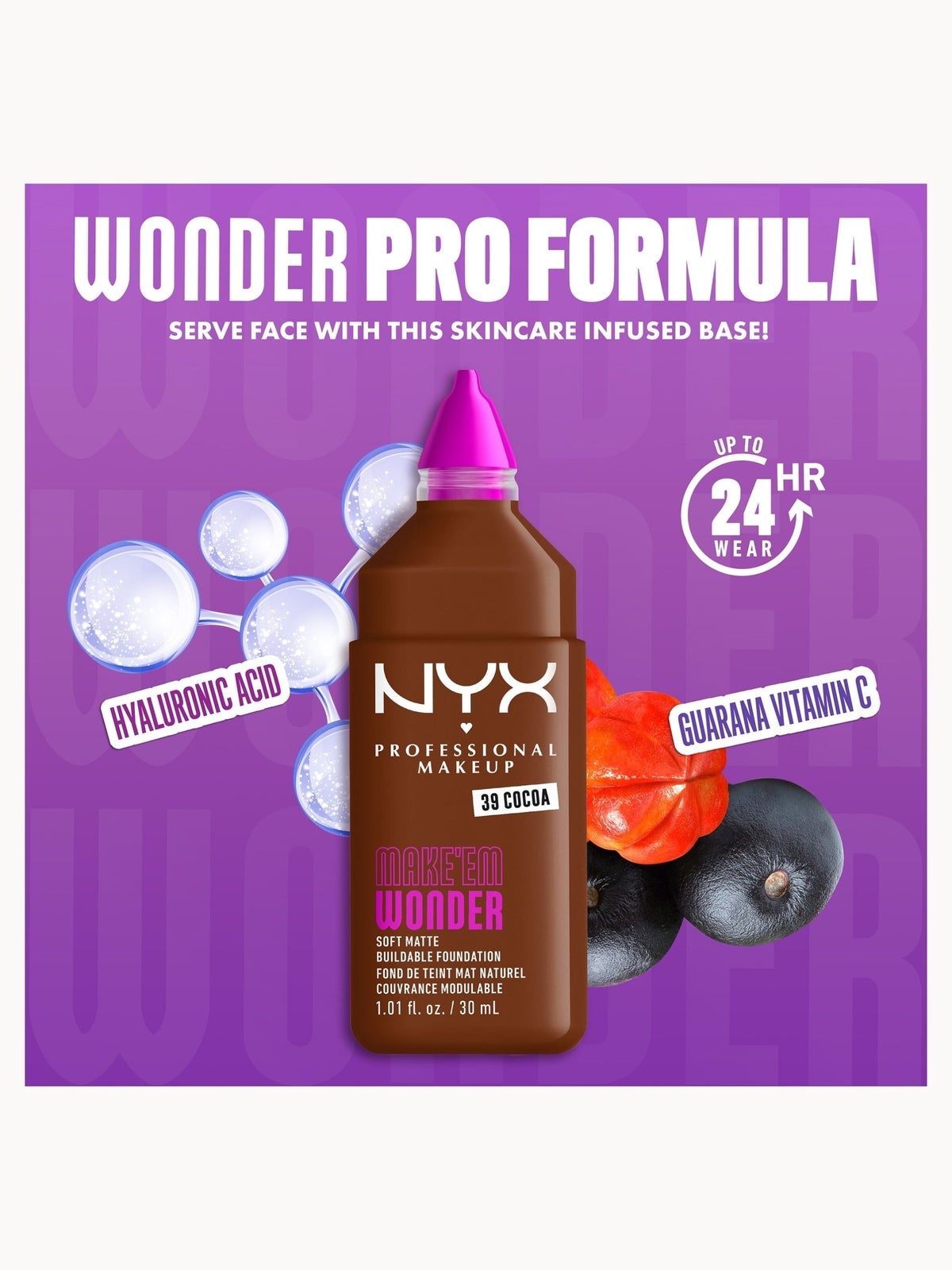 NYX Professional Makeup Make 'EM Wonder, 24H Soft Matte Foundation (Various Shades) - Cocoa 4