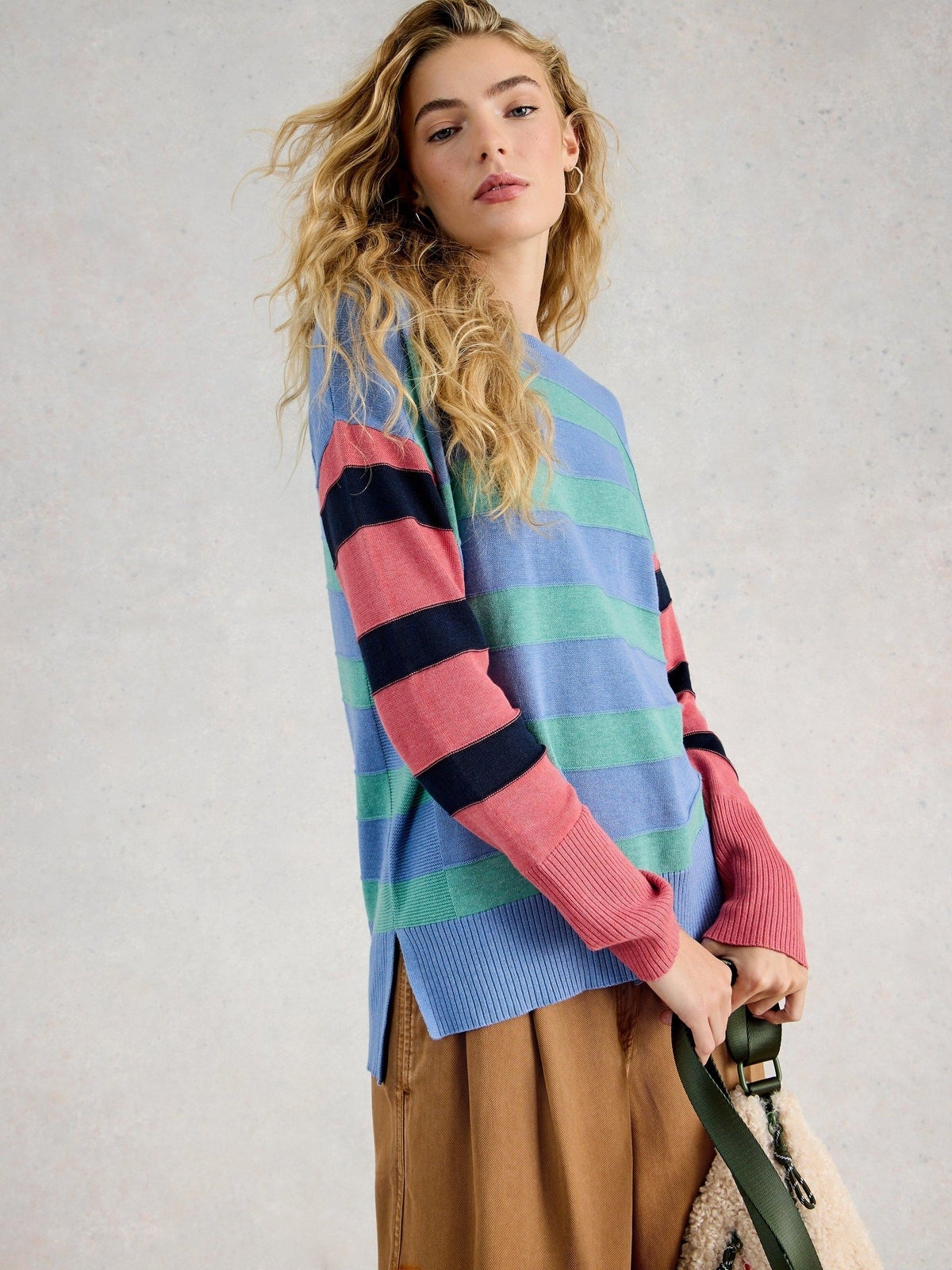 Gestreifter Pullover Olive - 52