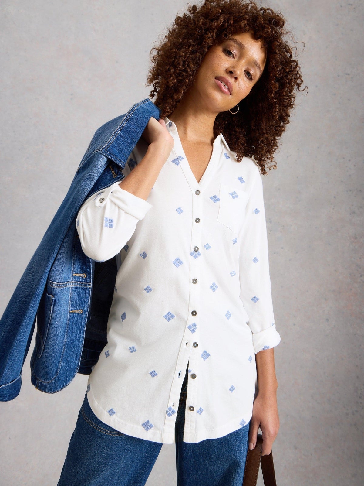 Lange bestickte Bluse Annie - 40
