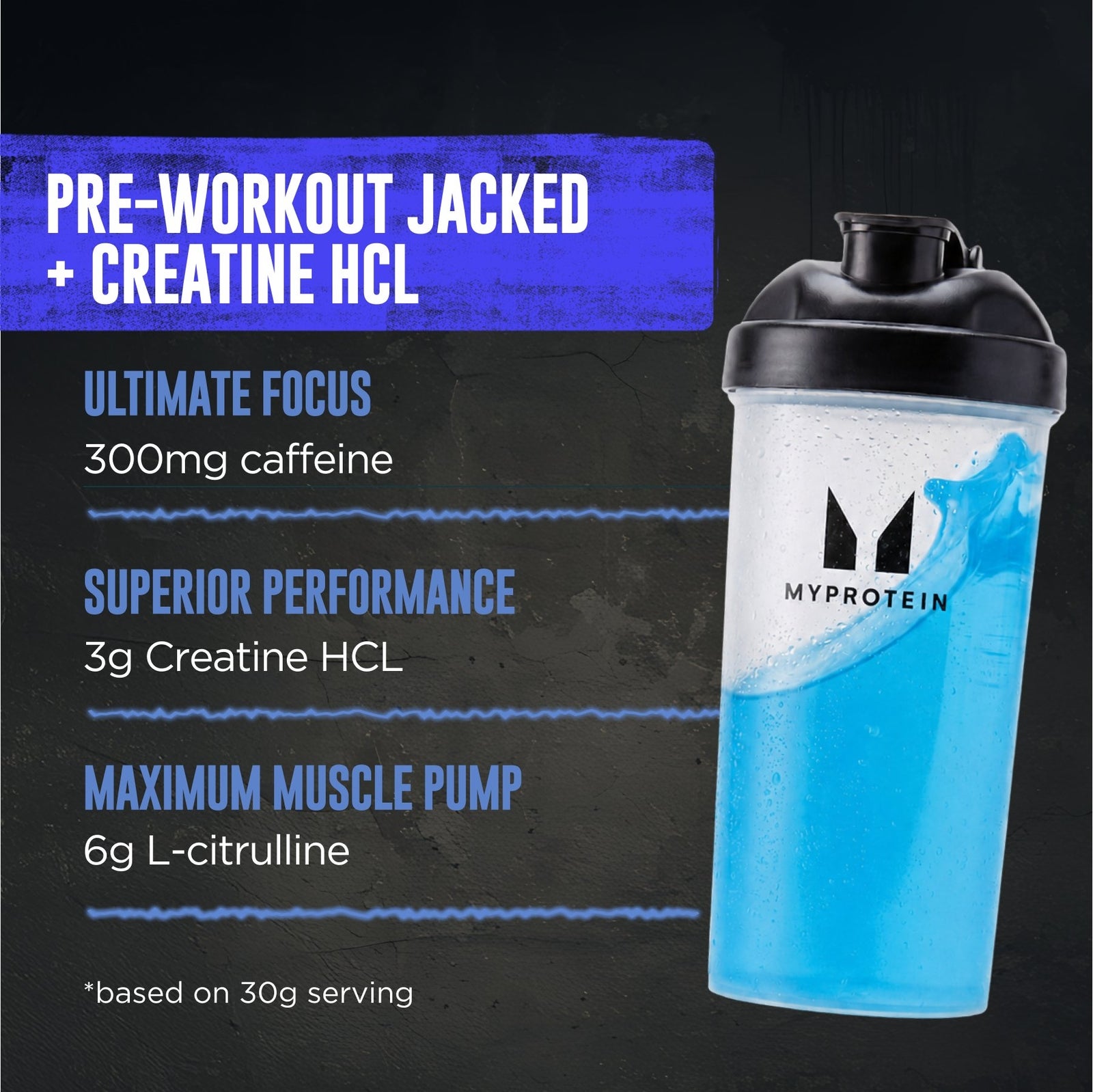 Myprotein Origin Jacked Pre-Workout - 650G - 25servings - Blue Raspberry Fizz