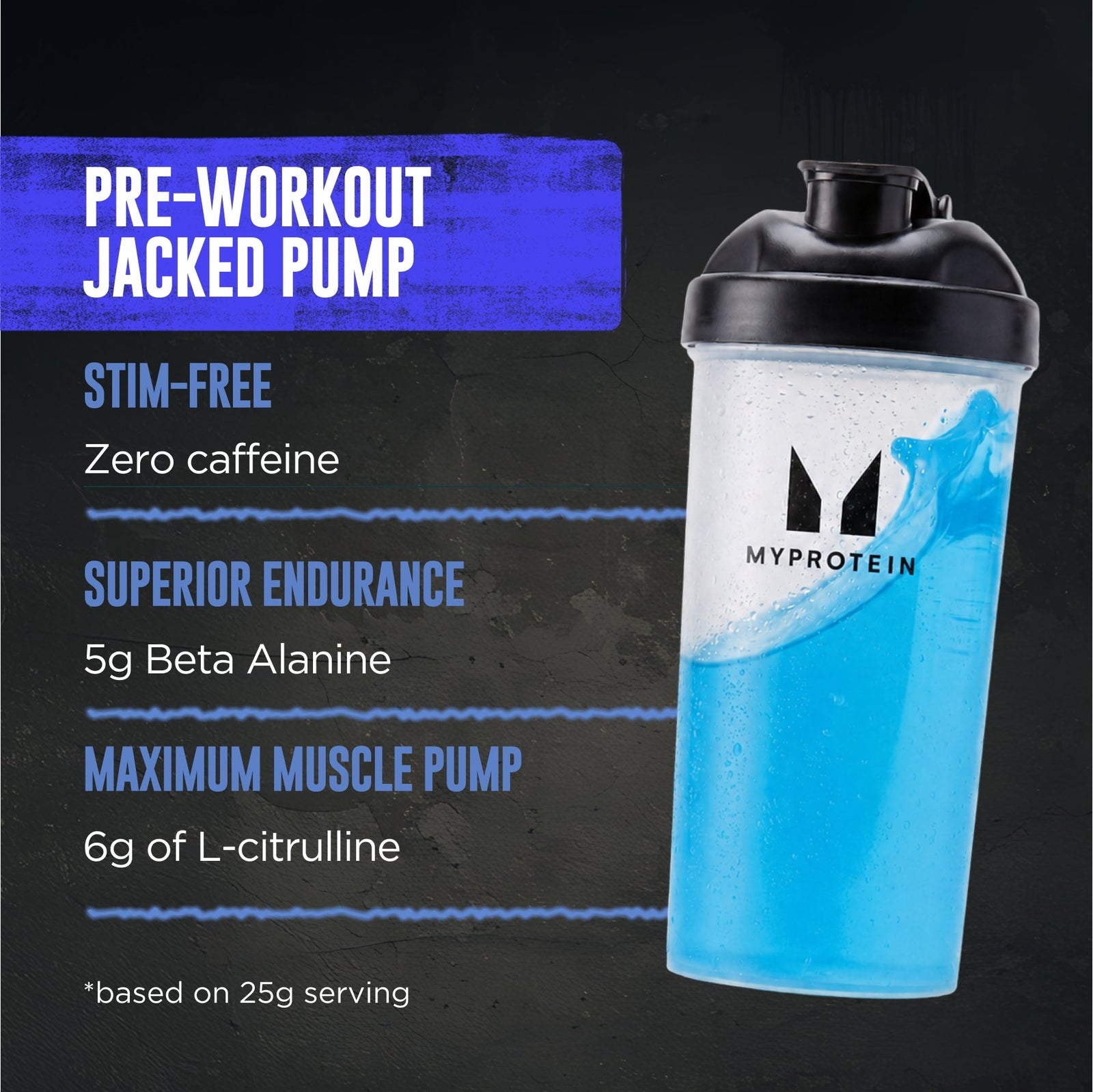 Myprotein Origin Jacked Pump Pre-Workout - 625G - 25servings - Blue Raspberry Fizz