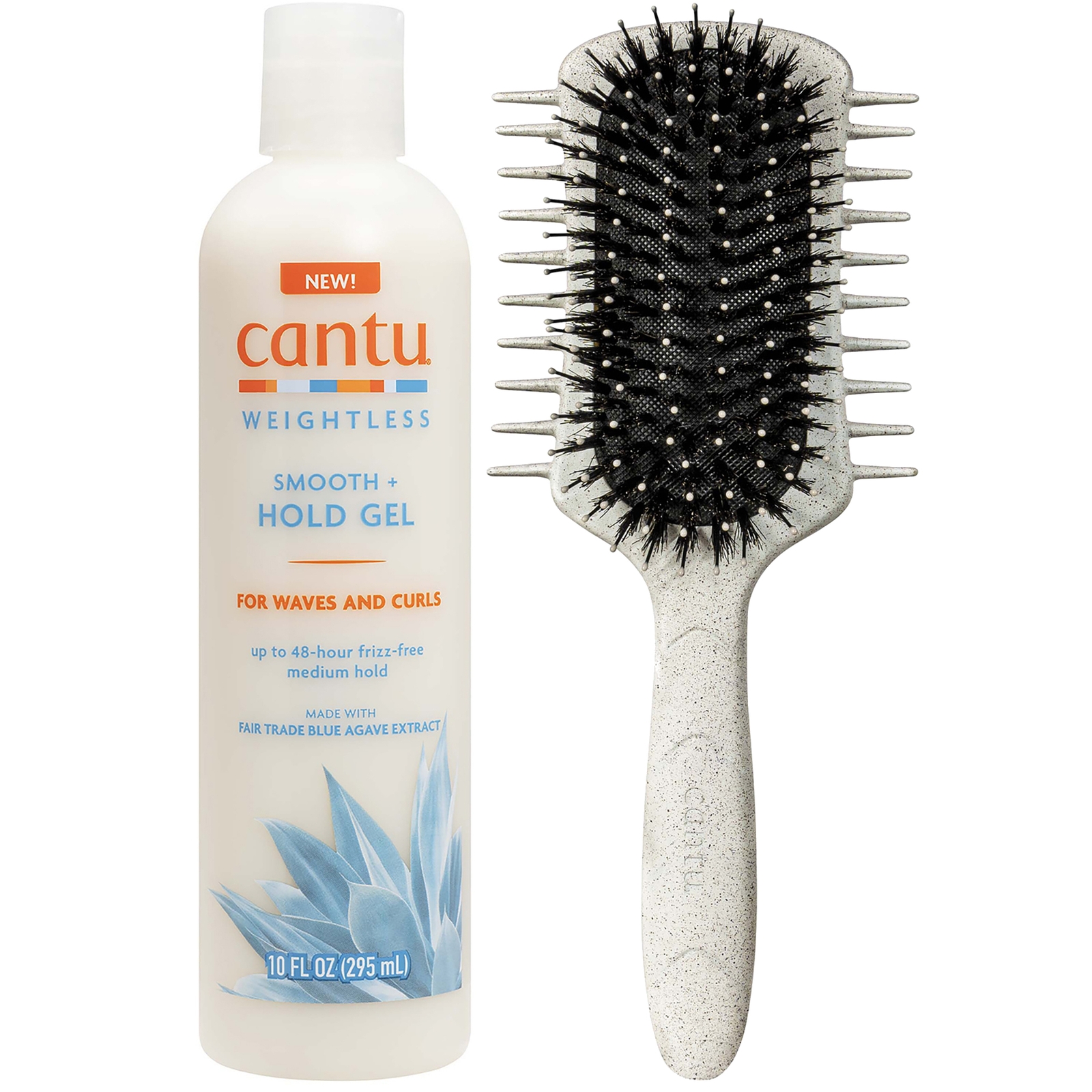 Cantu Weightless Smooth + Hold Gel 295ml & Curl Definer Brush Duo In Neutral