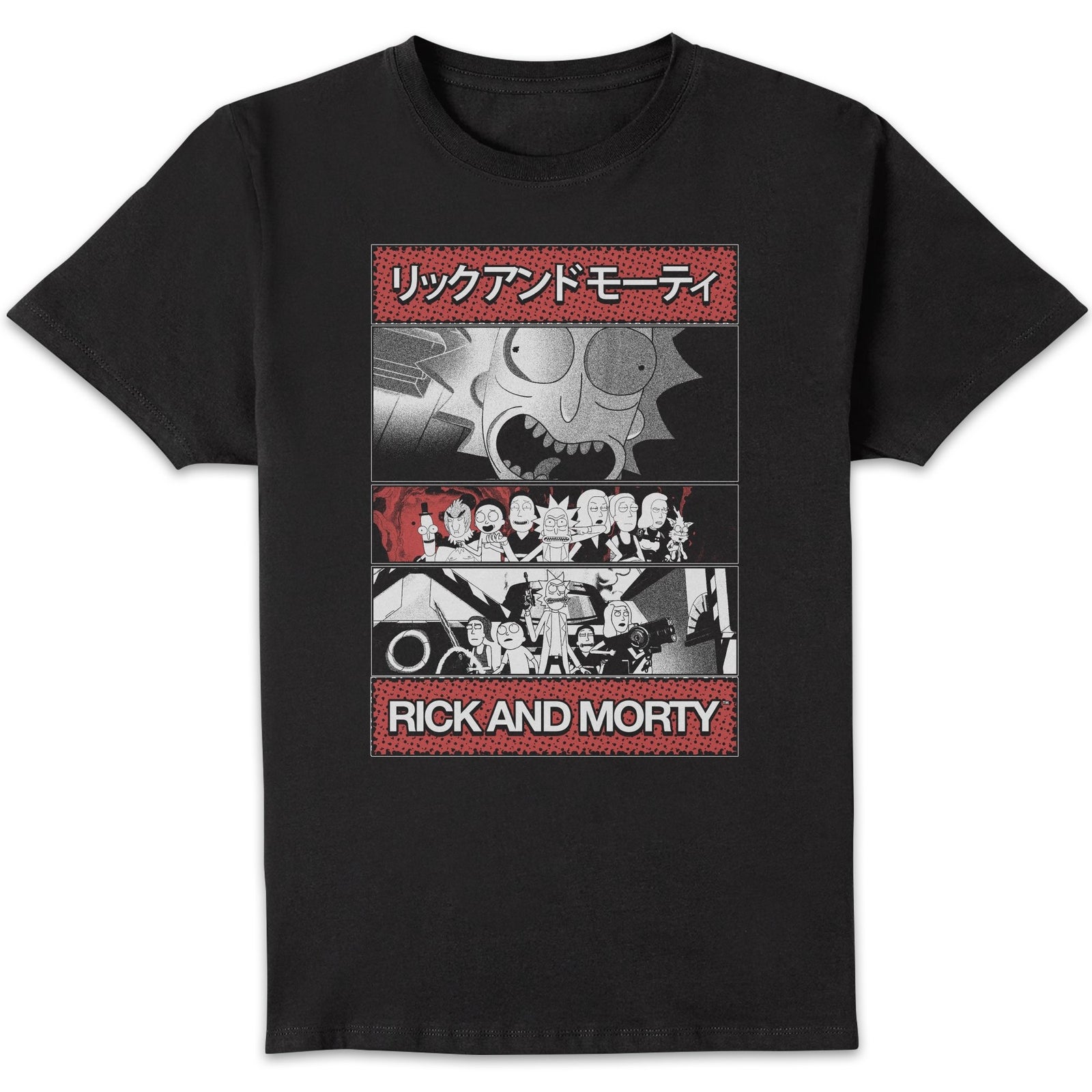 Rick and Morty Comic Strip Team Unisex T-Shirt - Black - XL