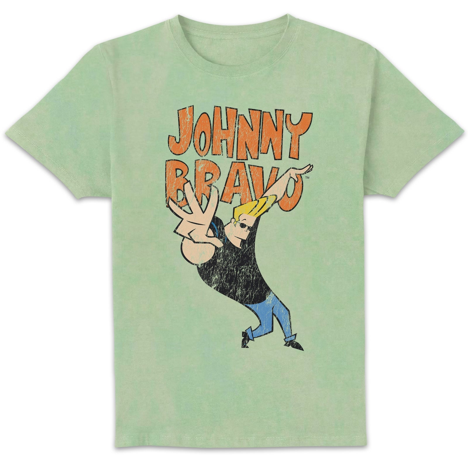 Cartoon Network Johnny Bravo Unisex T-Shirt - Mint Acid Wash - S