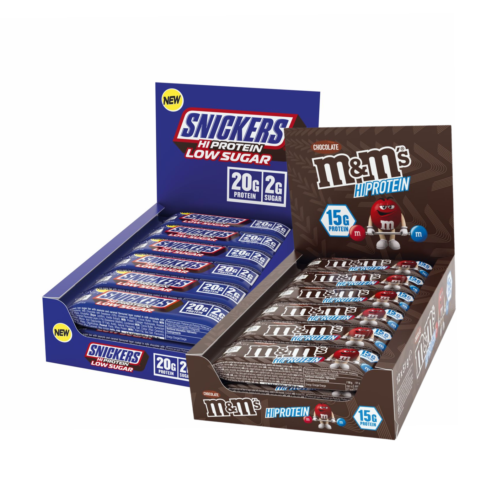 Myprotein UK MyProtein HiProtein Bars - Twin Pack - Snickers Original HiProtein Bar - M&M's Chocolate Protein Bar - 24Bars