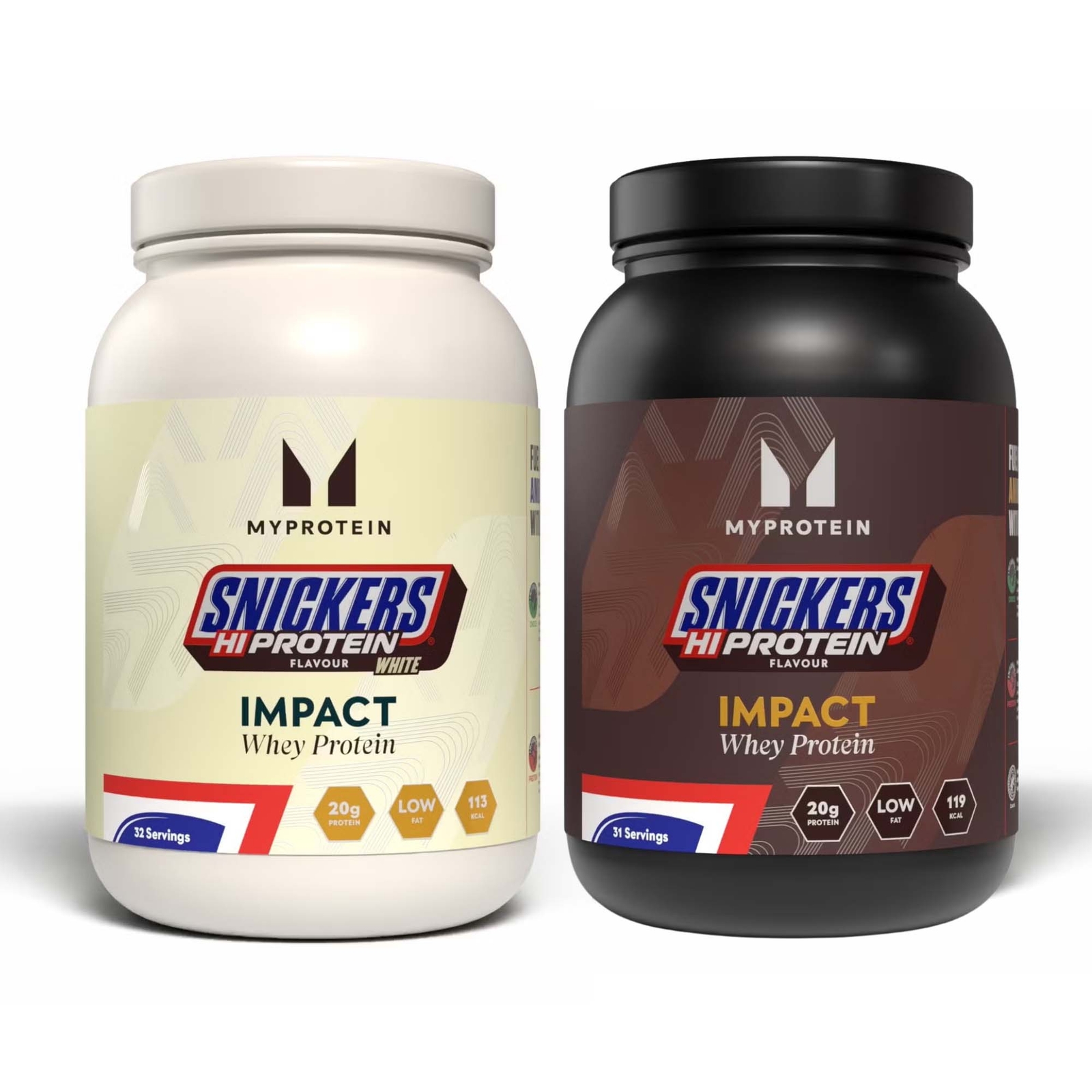 Myprotein UK MyProtein Impact Whey Protein — Snickers® Twin Pack - Snickers Original - Snickers White - 1kg