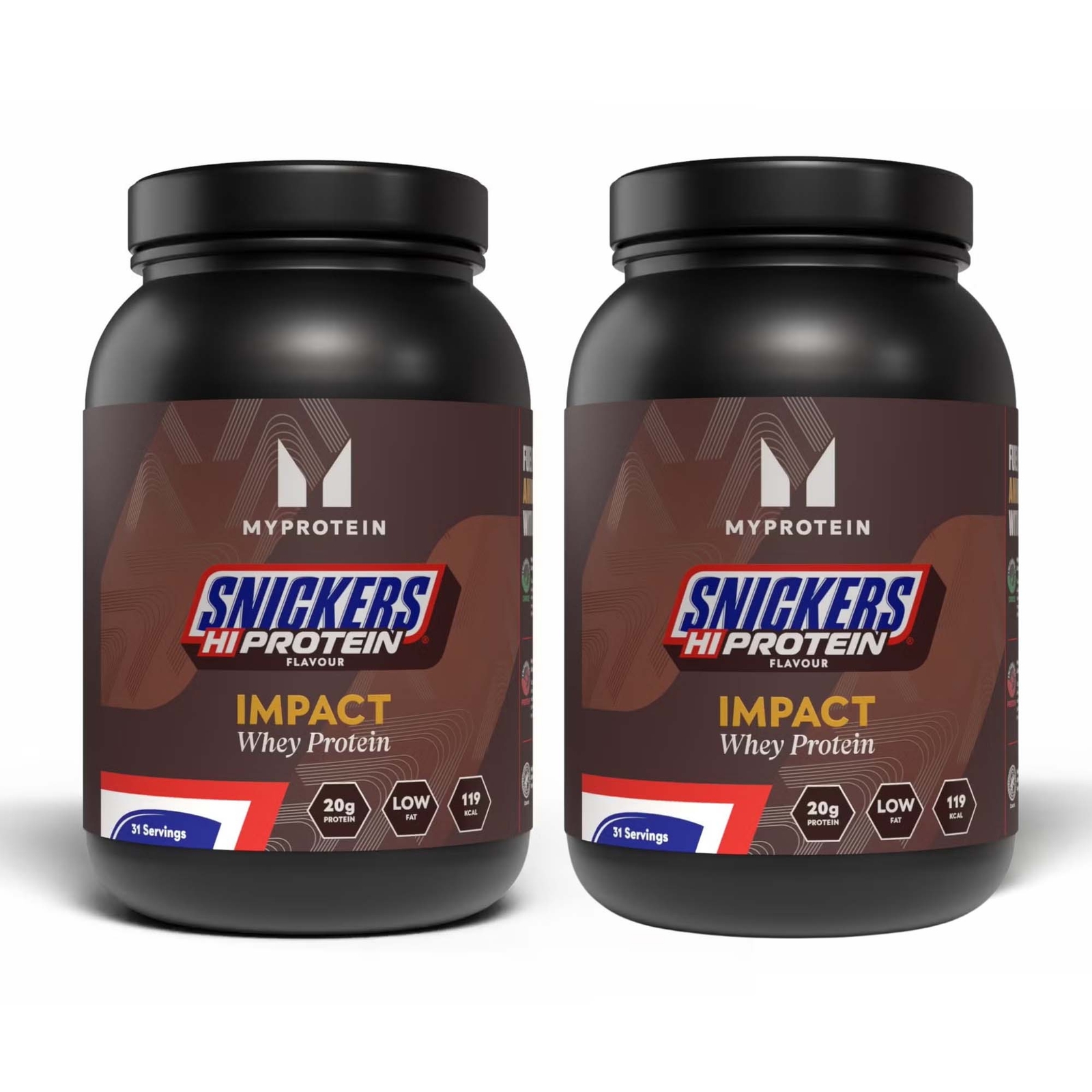 Myprotein UK MyProtein Impact Whey Protein — Snickers® Twin Pack - Snickers Original - Snickers Original - 1kg