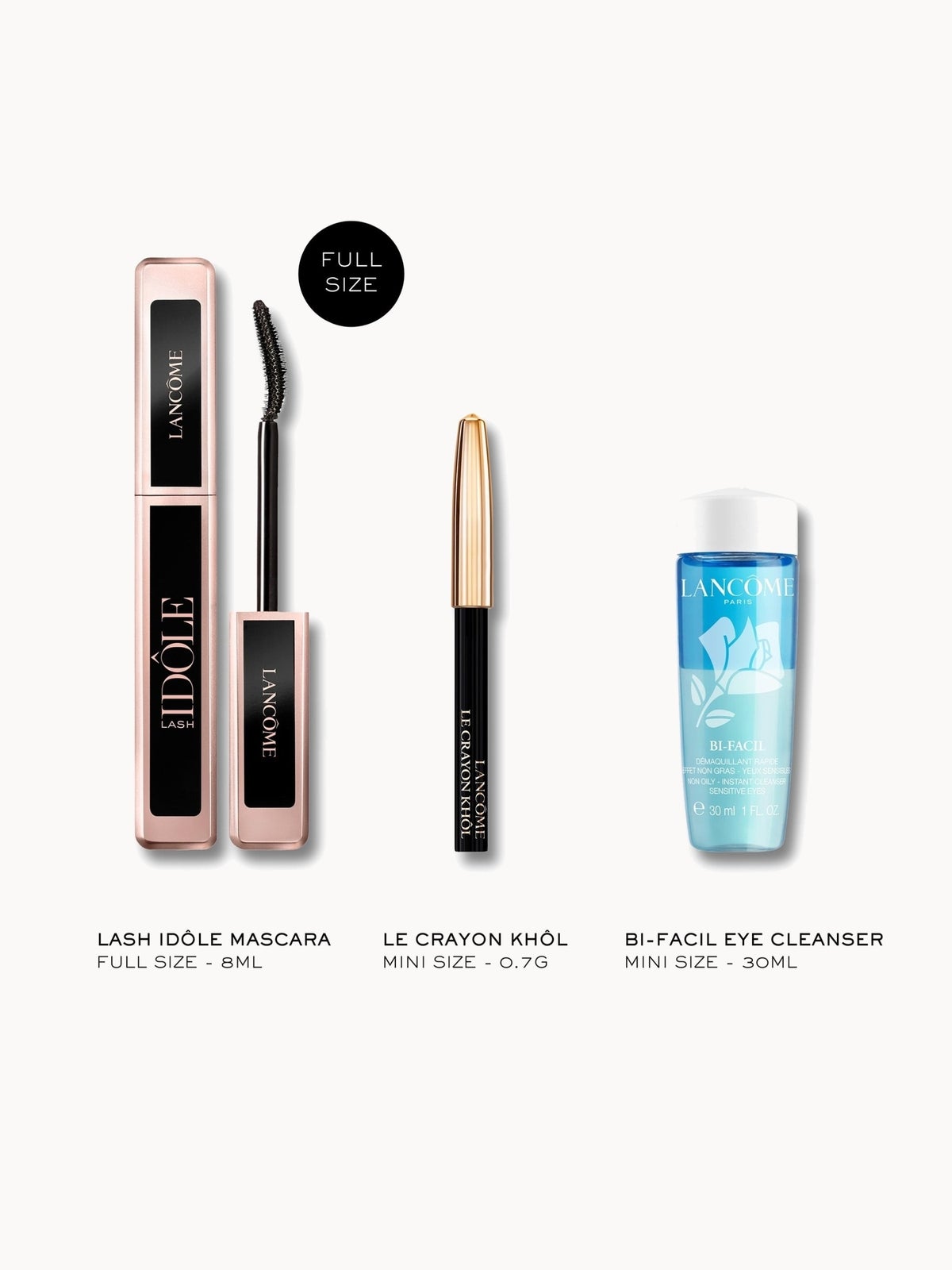Lancôme Lash Idole Mascara, Khol Liner and Mini Bifacil Set (Worth £46.23) 2