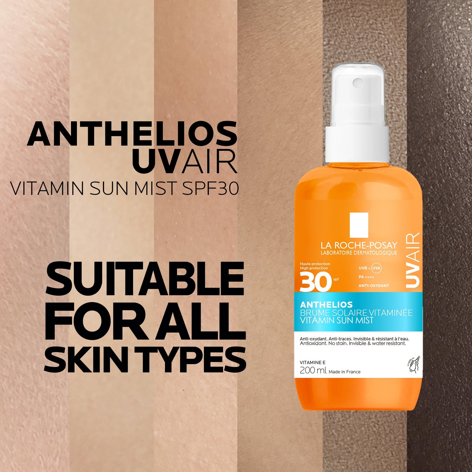 La Roche Posay Anthelios UVAIR Vitamin Sun Mist SPF30, High UV Protection, With Vitamin E & Hyaluronic Acid,200ml 4
