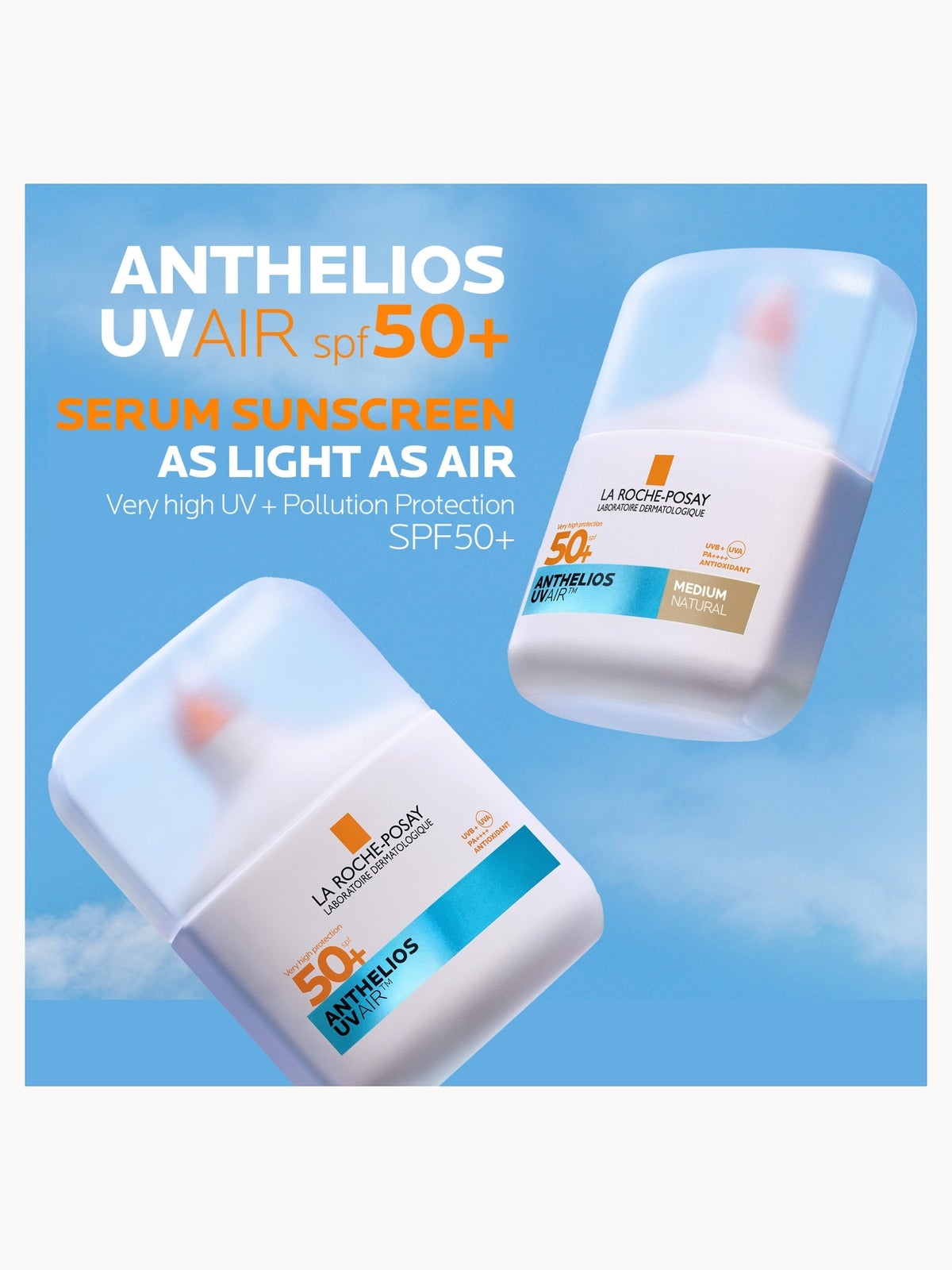 La Roche Posay Anthelios UVAIR Serum Sunscreen SPF50+ Medium with Hyaluronic Acid, Niacinamide & Vitamin E, For all skin types, 50ml 2