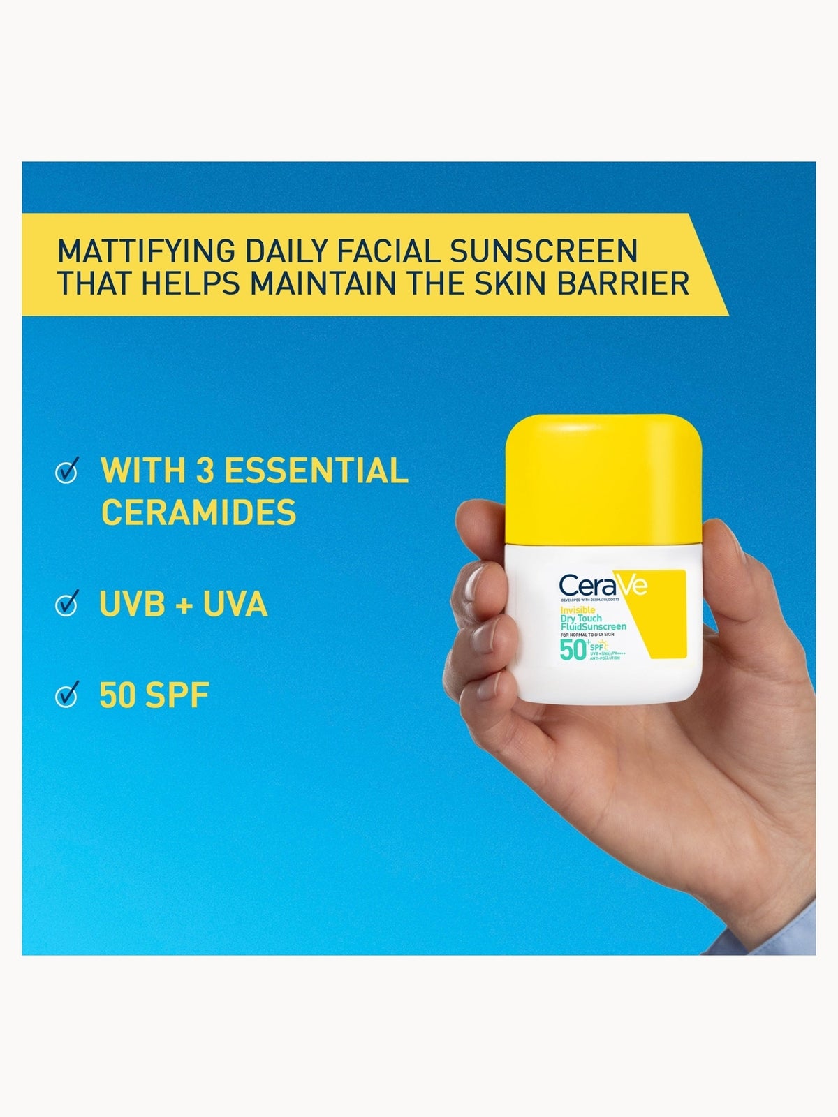 CeraVe Invisible Dry Touch Fluid Sunscreen SPF 50 for normal to oily skin with 3 essential ceramides 50 ml 2