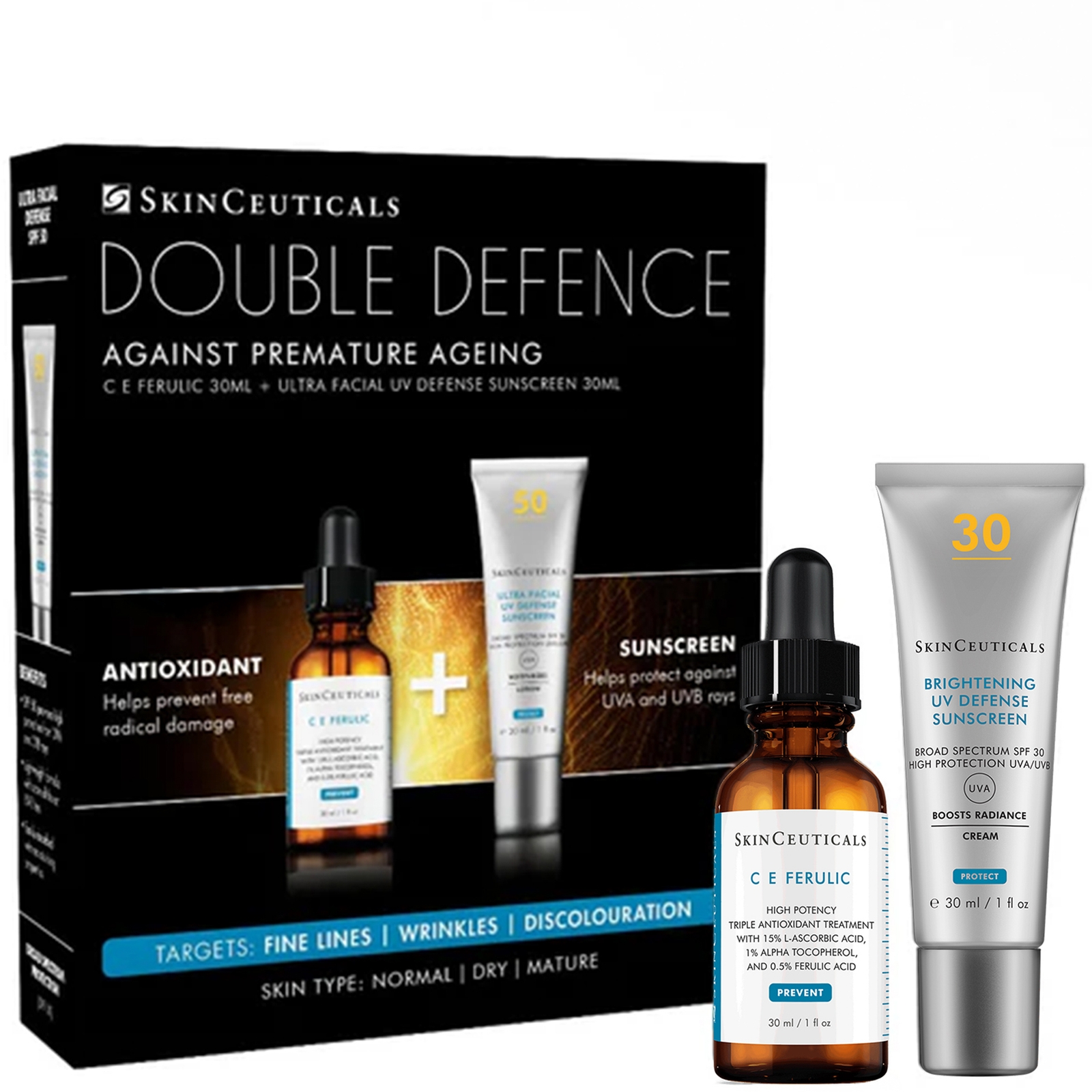 Skinceuticals Double Defence 2026 C E Ferulic And Advanced Brightening Uv Kit