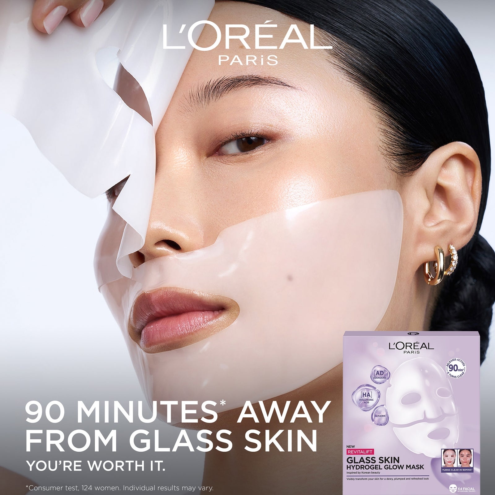L'Oréal Paris Revitalift Filler Glass Skin Hydrogel Glow Mask 4 pack 3