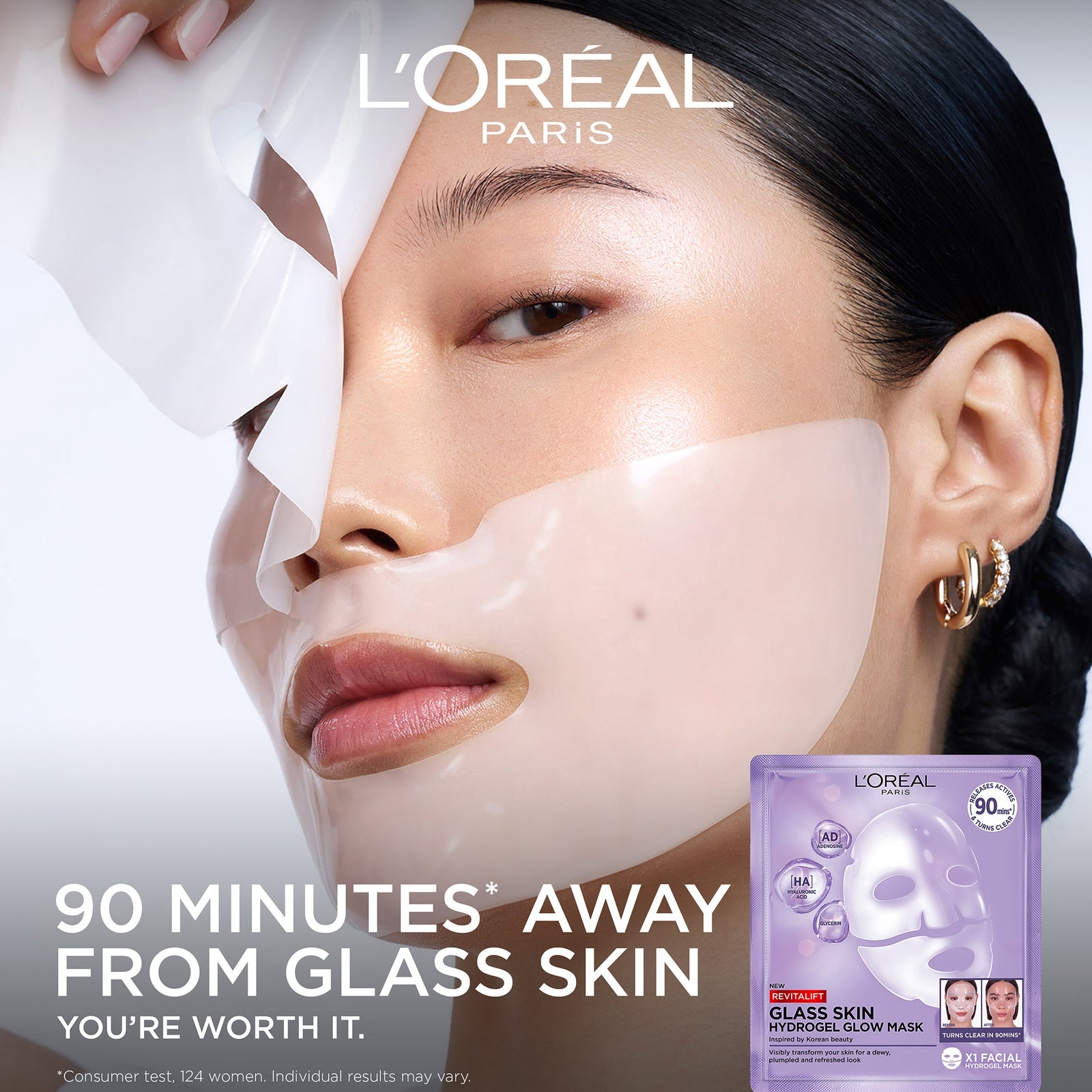 L'Oréal Paris Revitalift Filler Glass Skin Hydrogel Glow Mask Single Pack 2