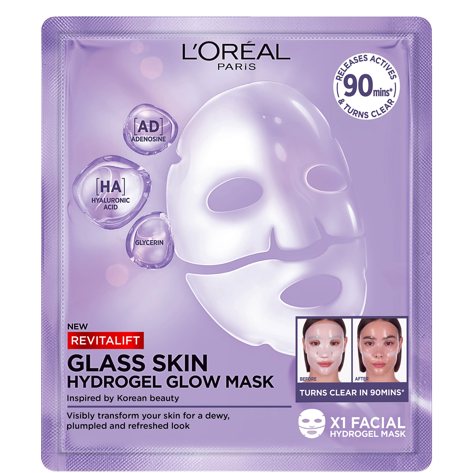 L'oréal Paris Revitalift Filler Glass Skin Hydrogel Glow Mask Single Pack