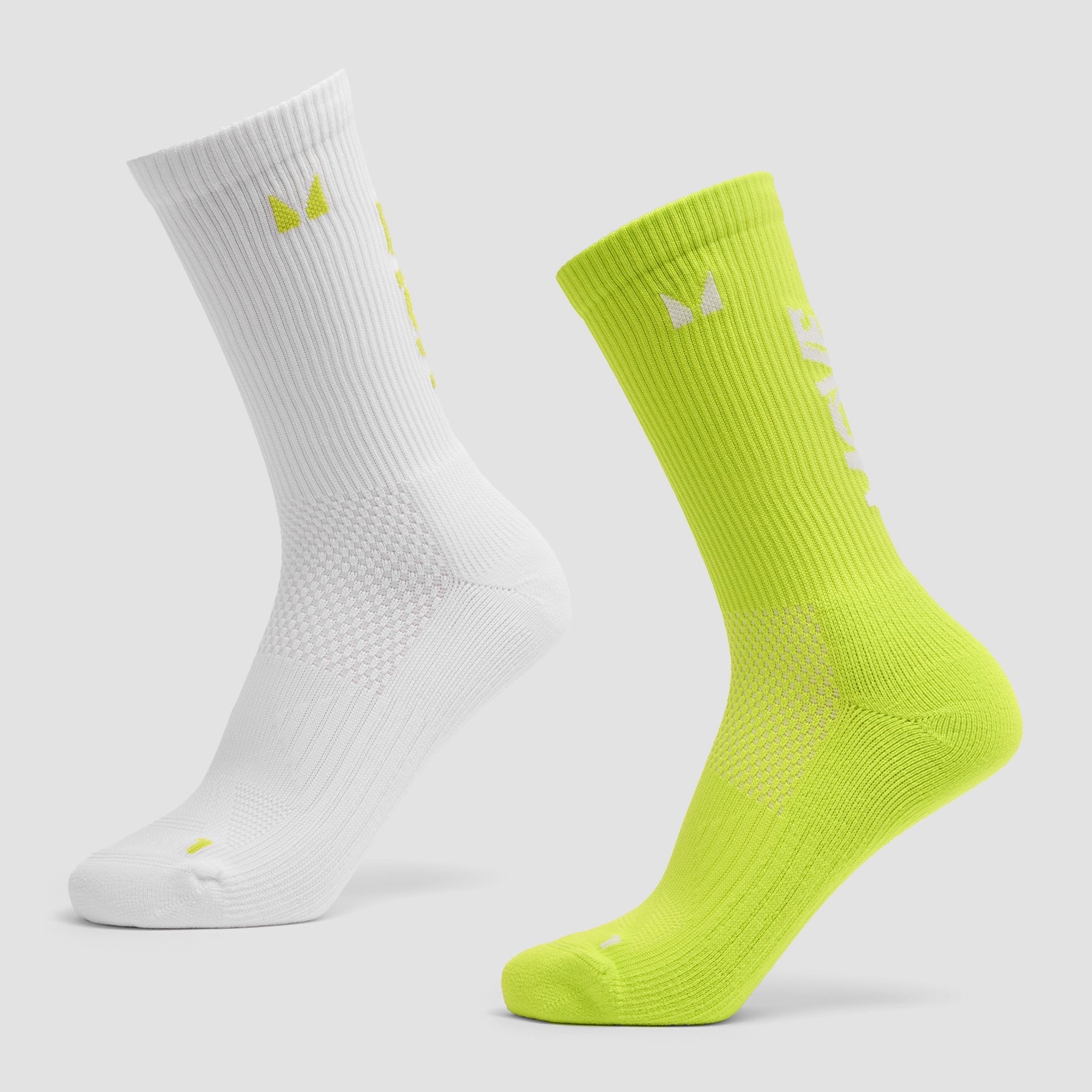 Myprotein UK MyProtein MP Move Club Running Socks (2 pack) - Green Glow/White - UK 2-5