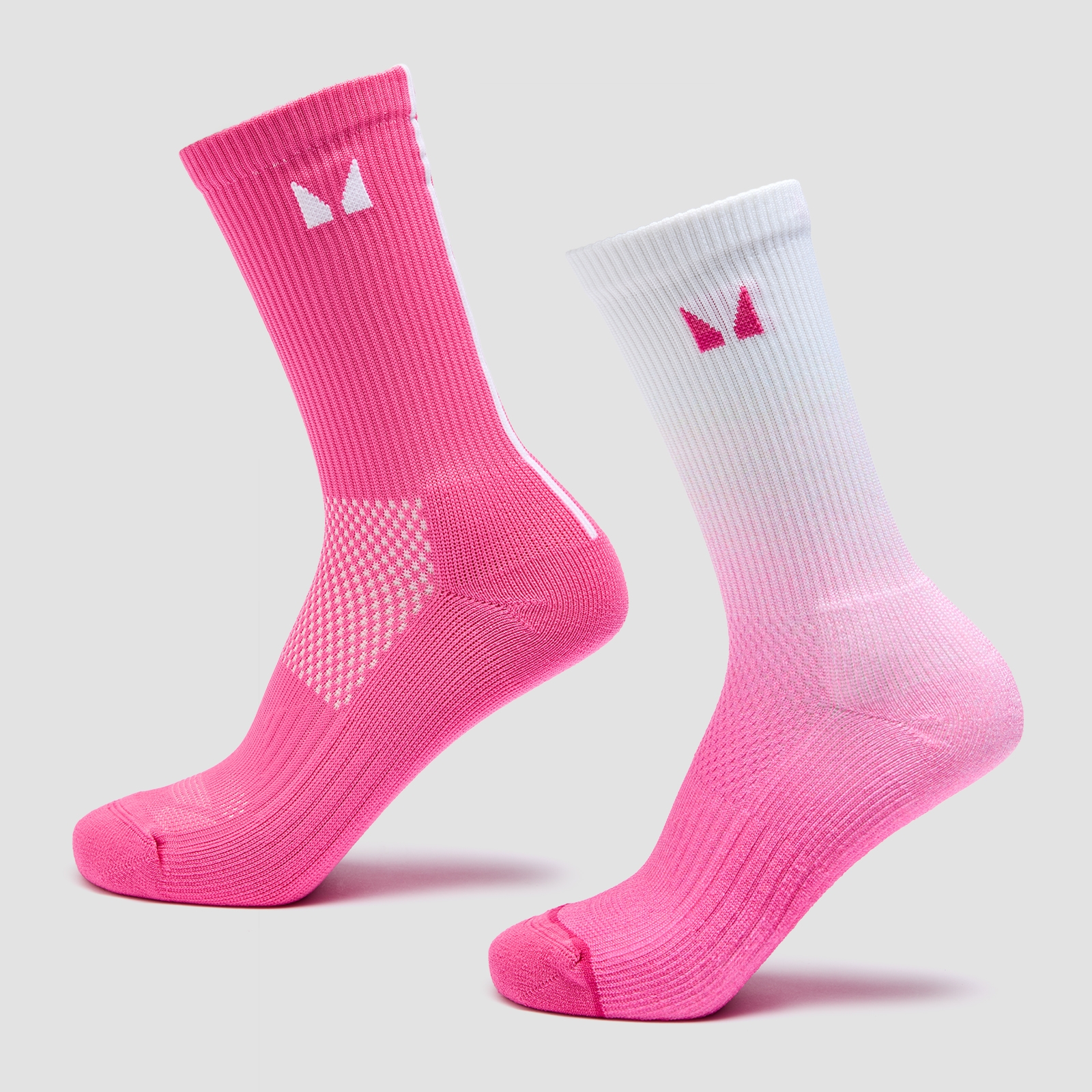 Image of Calze da corsa MP (confezione da 2) - Rosa vibrante sfumato/rosa vibrante a righe - UK - 9-11