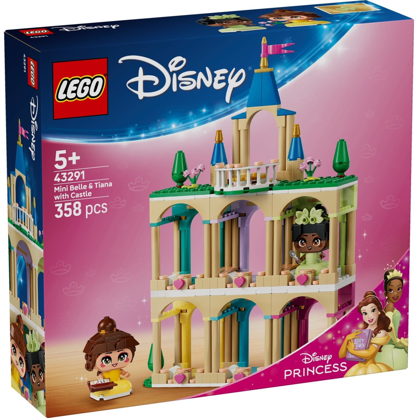 LEGO Disney 43291 Die Mini-Prinzessinnen Belle und Tiana mit ihrem Schloss