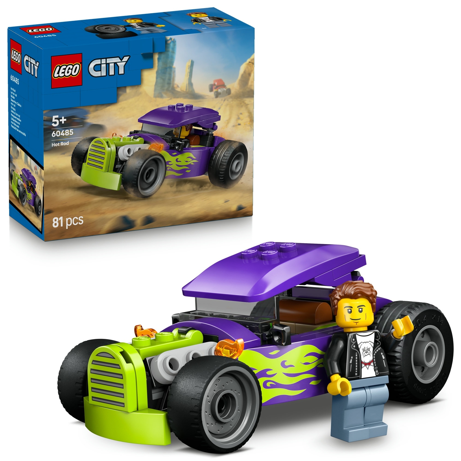 Image of LEGO City Hot Rod Race Car Building Toy and Minifigure 60485