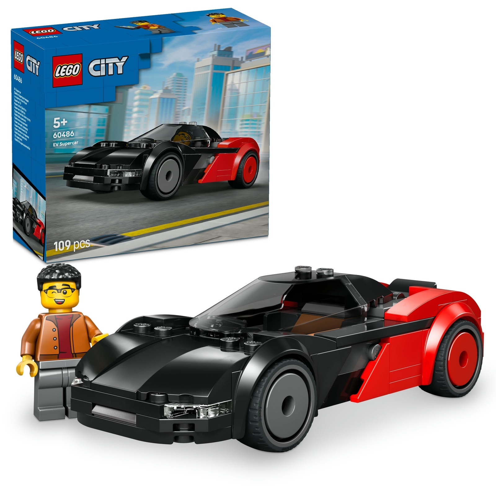 LEGO City EV Supercar Toy Building Kit and Minifigure 60486