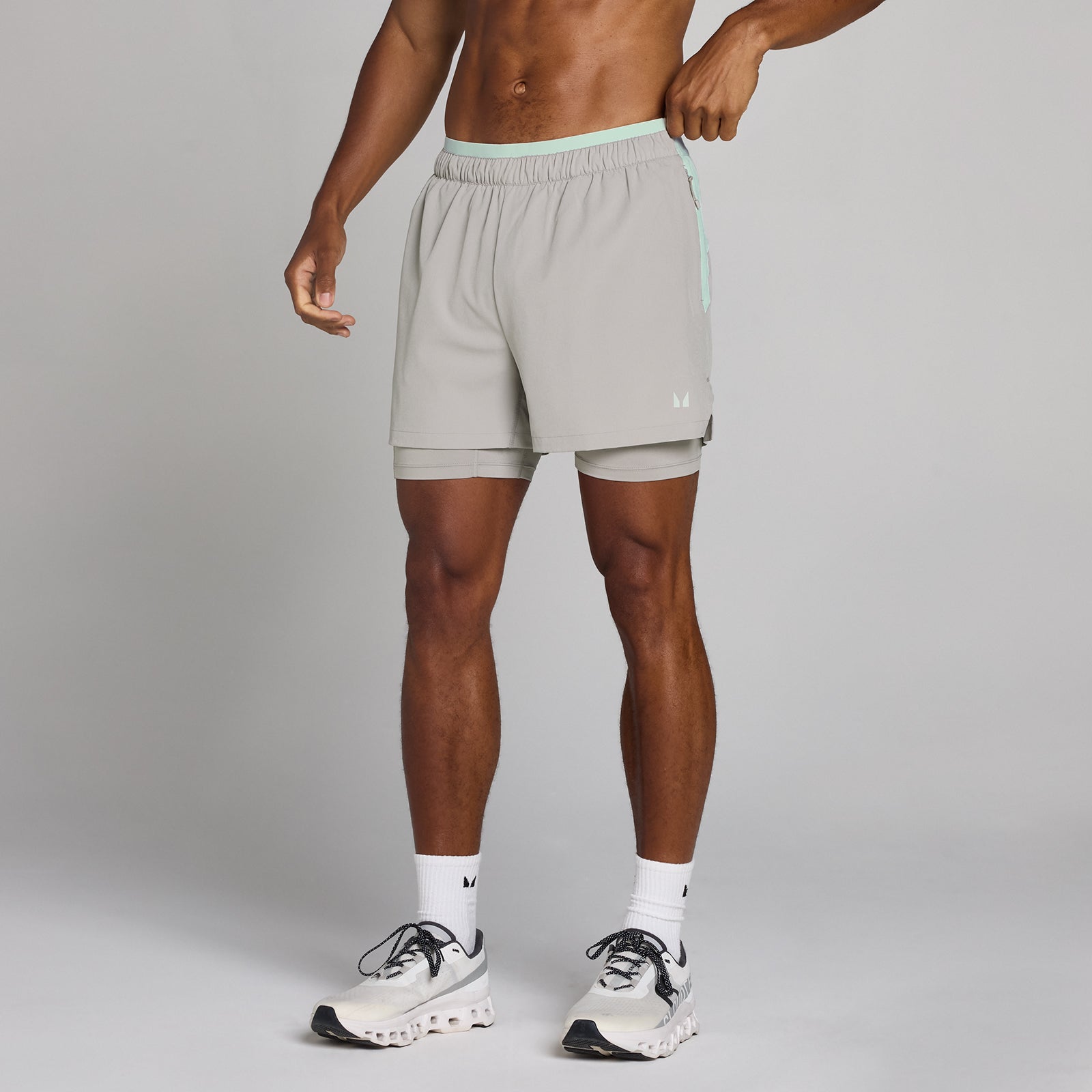 MP Heren Training Ultra 5  2-in-1 Short - Chalk Grey - XS
