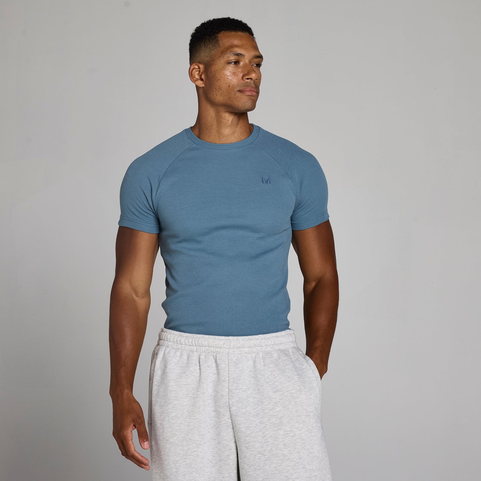 Tricou Nervurat Ajustat MP Lift pentru Bărbați - Midnight Slate - XS