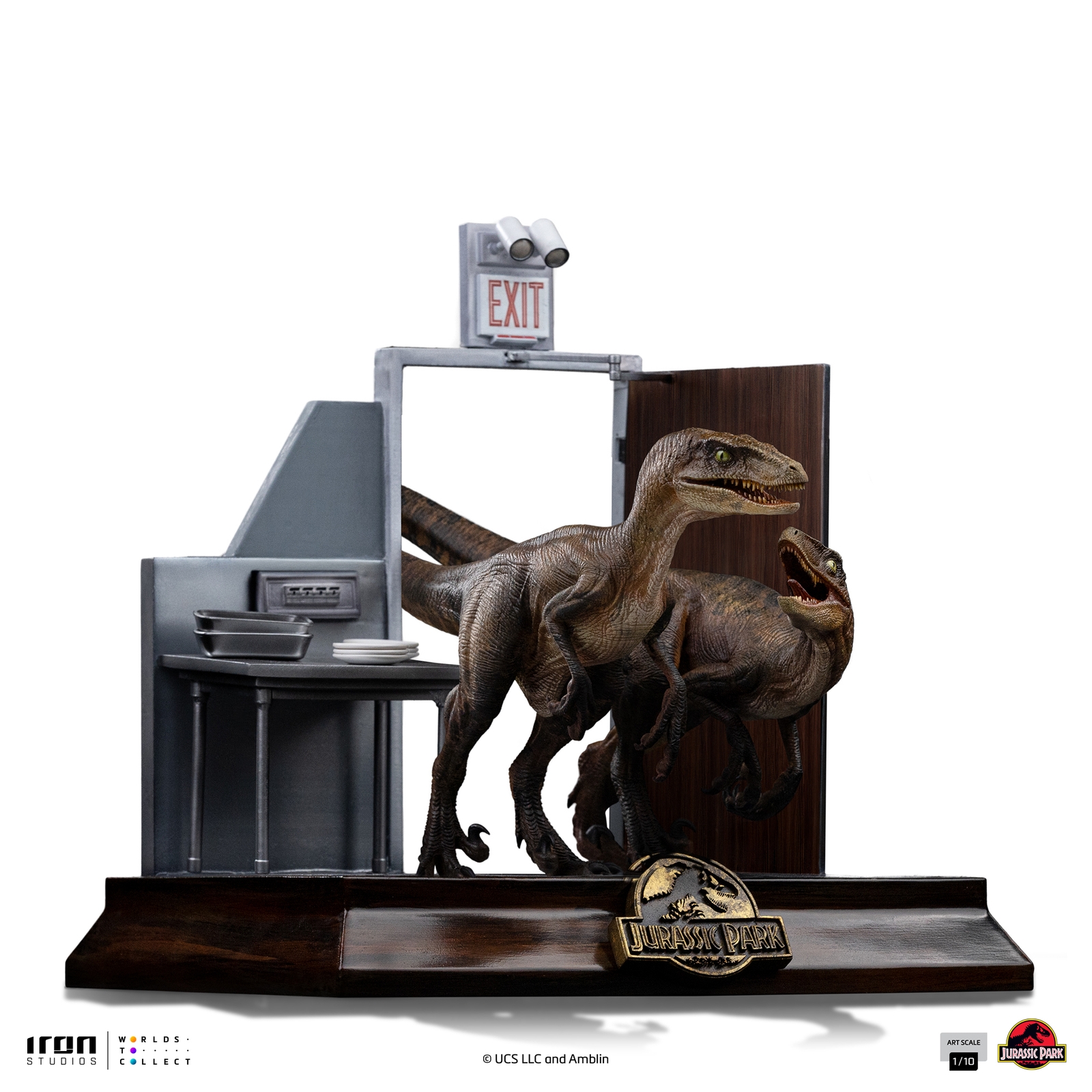 Iron Studios Jurassic Park Art Scale 1/10 Raptors at the Kitchen's Door Figure