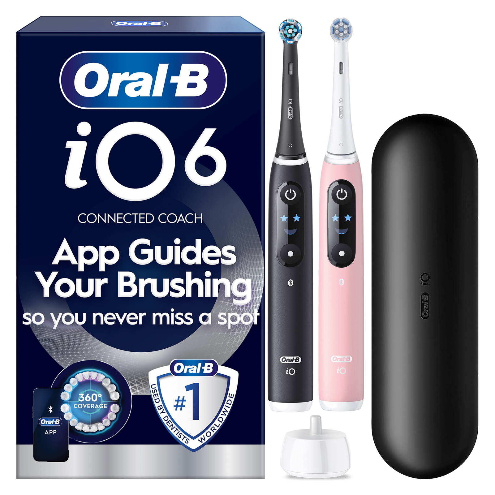 Oral-B iO6 Electric Toothbrush Night Black & Calm Pink Duo Pack - Toothbrush: retailer-supplied image