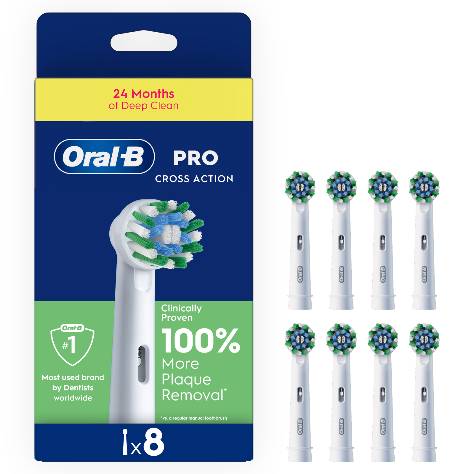 Oral-B Cross Action White Electric Toothbrush Replacement Heads 8 pack