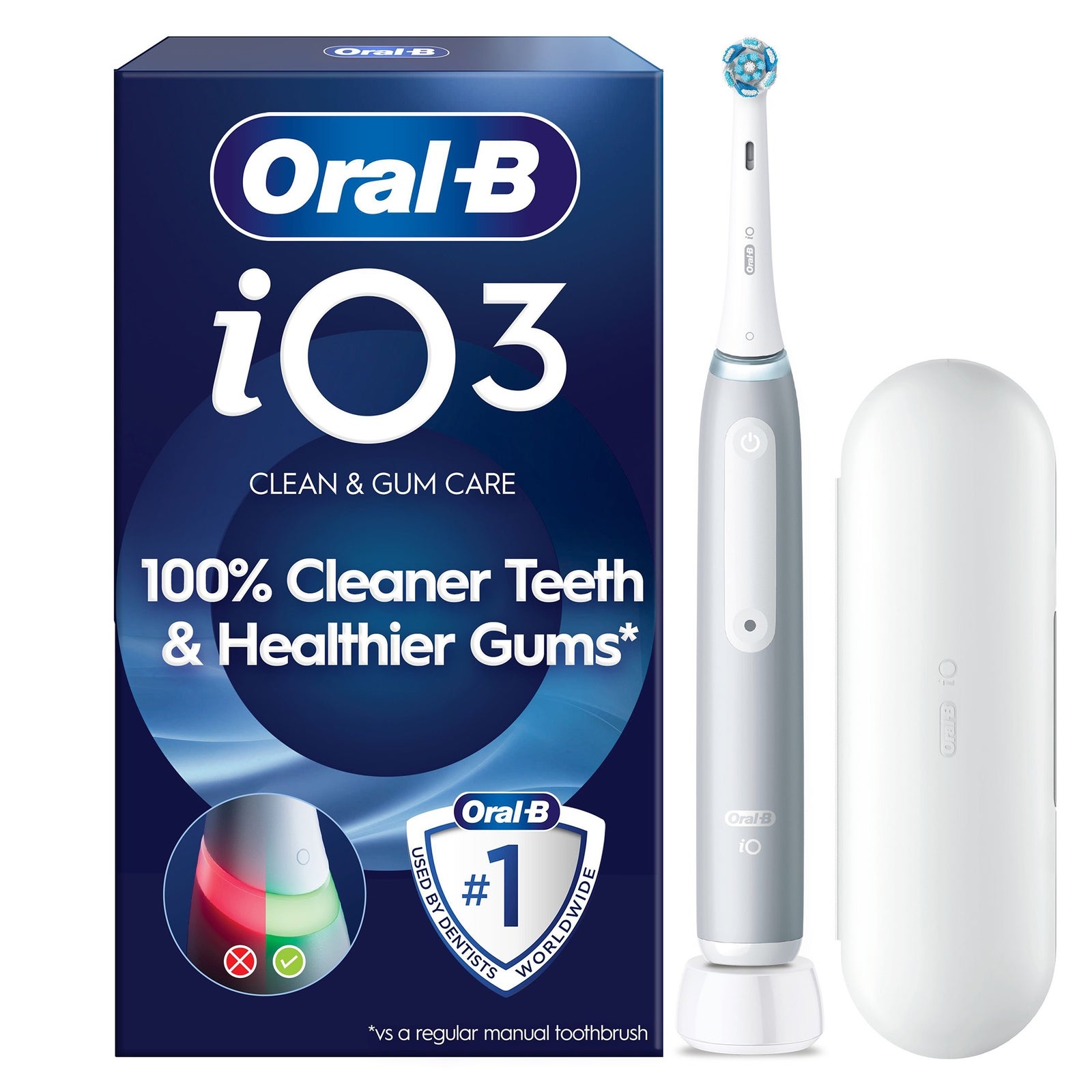 Oral-B iO 3 Electric Toothbrush  Grey  1 Brush Head  Long-Lasting Battery  Travel Case - Toothbrush