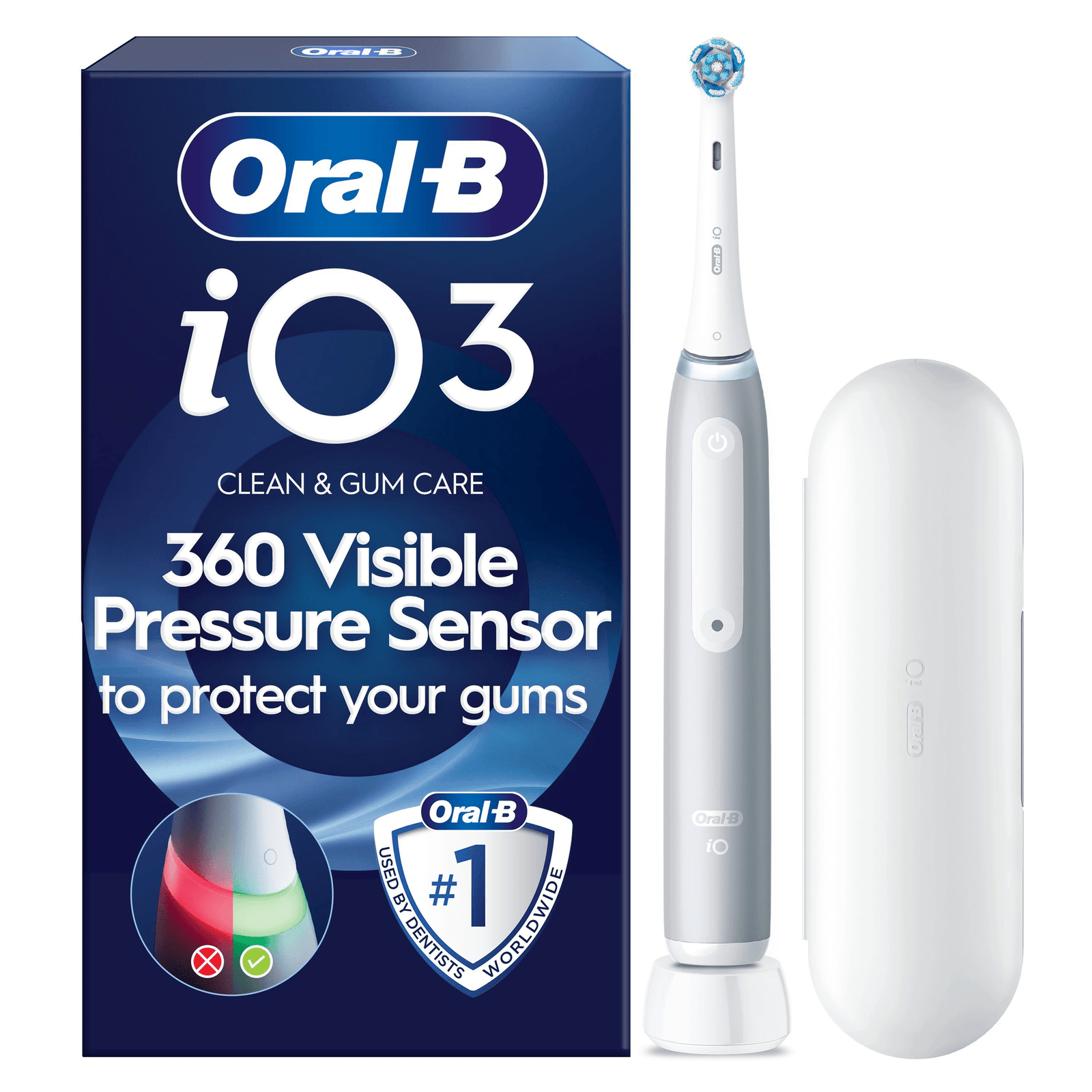 Oral-B iO 3 Electric Toothbrush Grey 1 Brush Head Long-Lasting Battery Travel Case - Toothbrush: retailer-supplied image