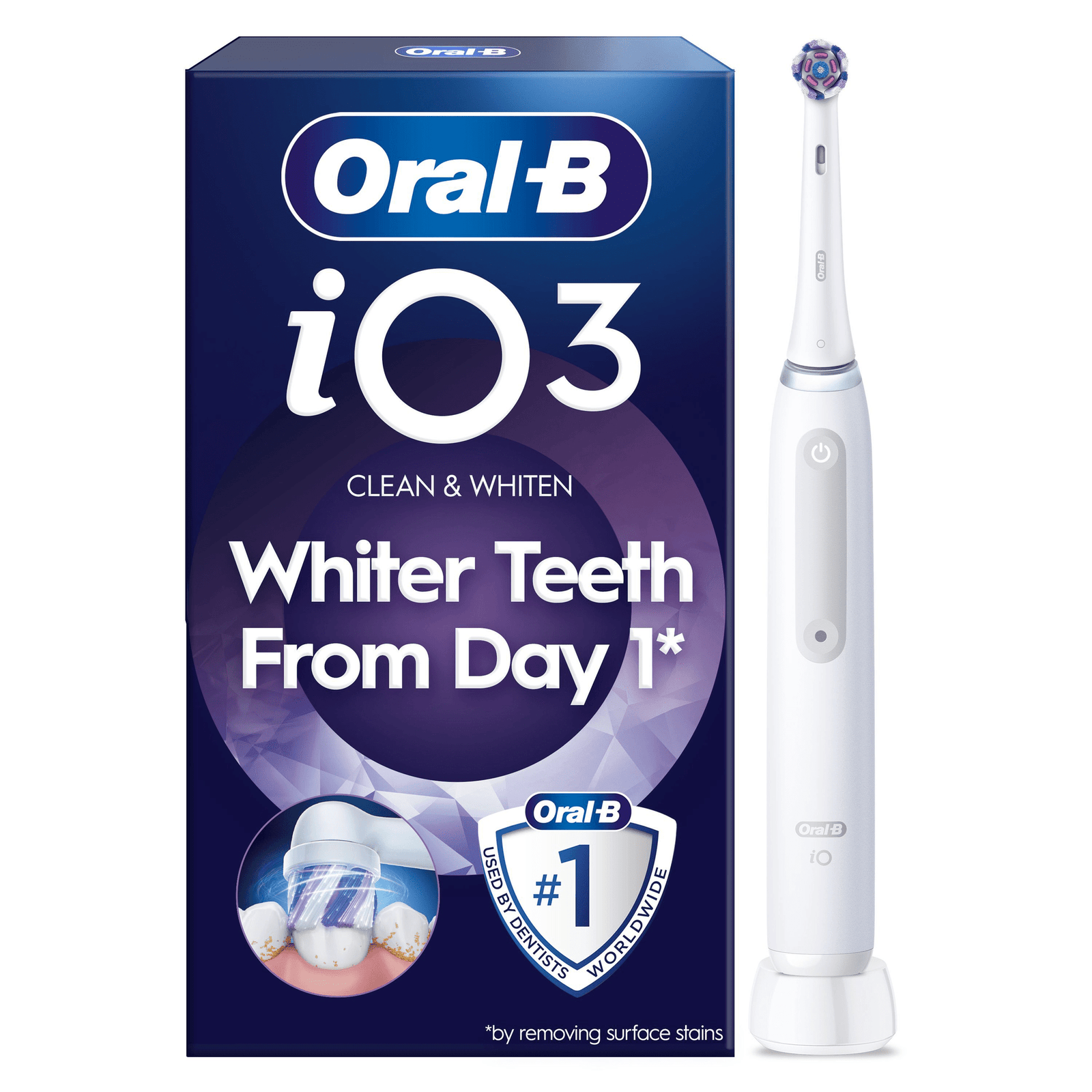 Oral-B iO 3 Electric Toothbrush  Quite White  1 Brush Head  Long-Lasting Battery - Toothbrush