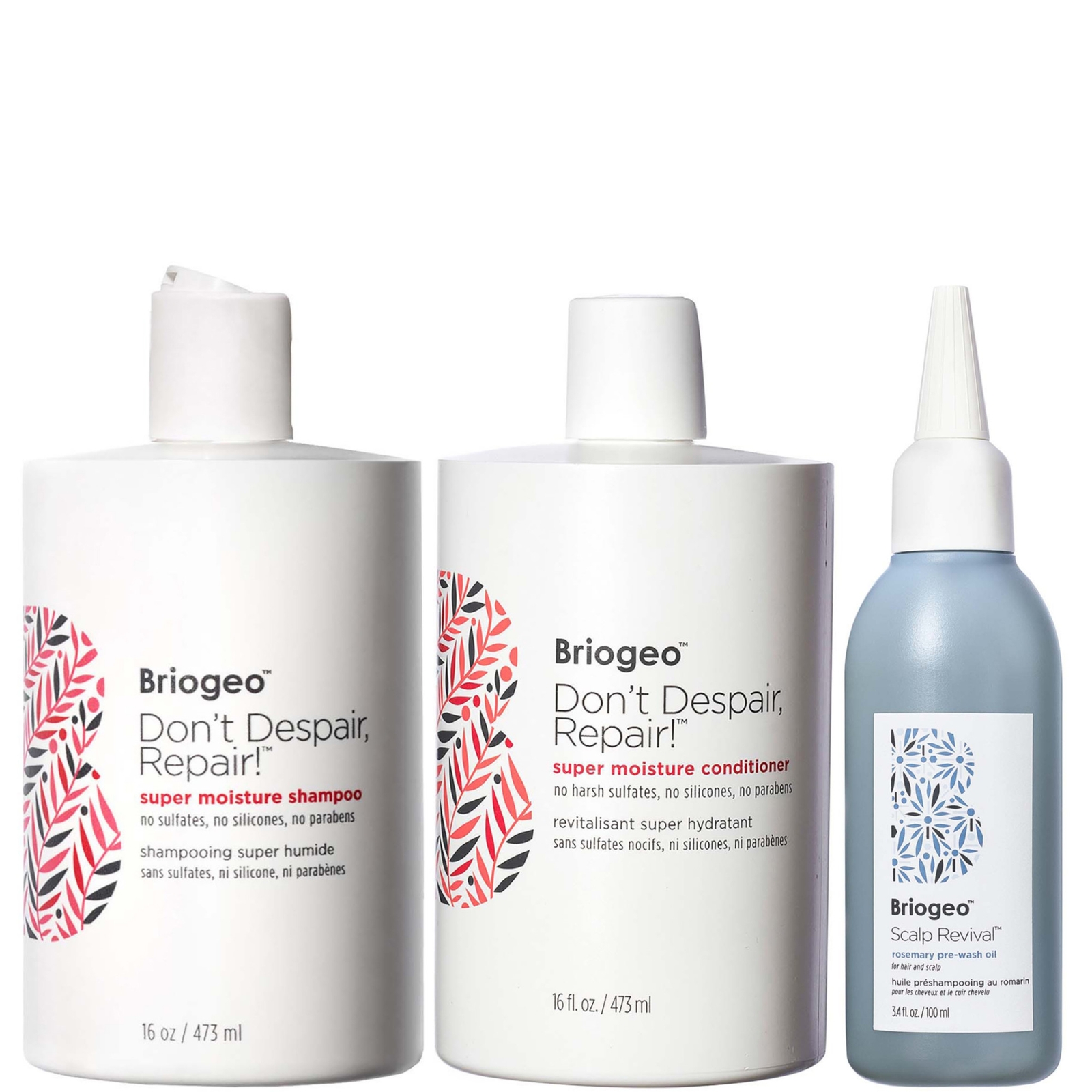 Briogeo Don’t Despair, Repair! Shampoo & Conditioner + Scalp Revival Rosemary Pre-Wash Oil Bundle